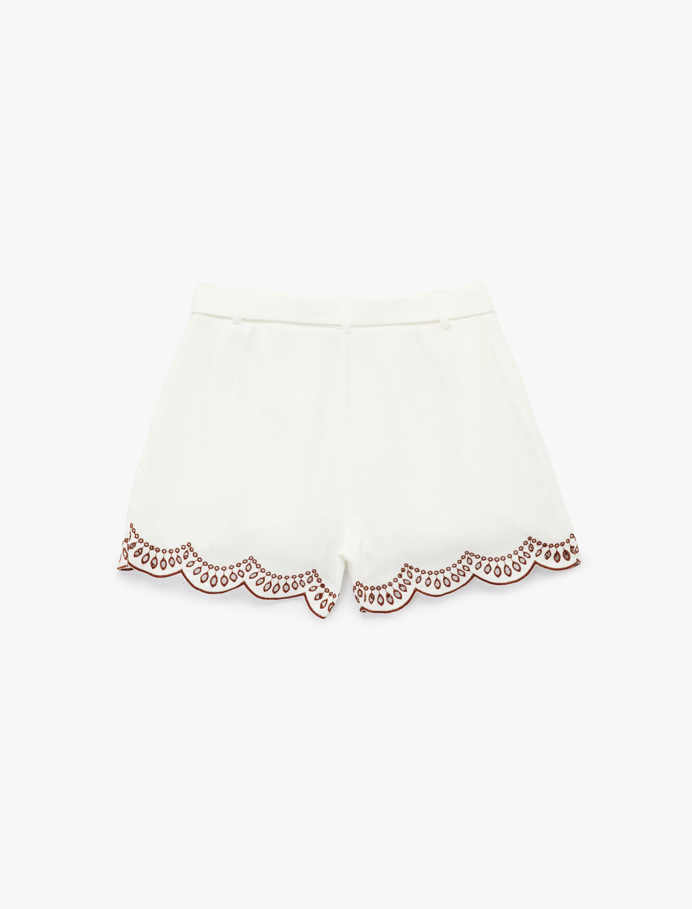   Koton X Melis Ağazat - Keten Karışımlı Kemerli Brodeli Mini Şort