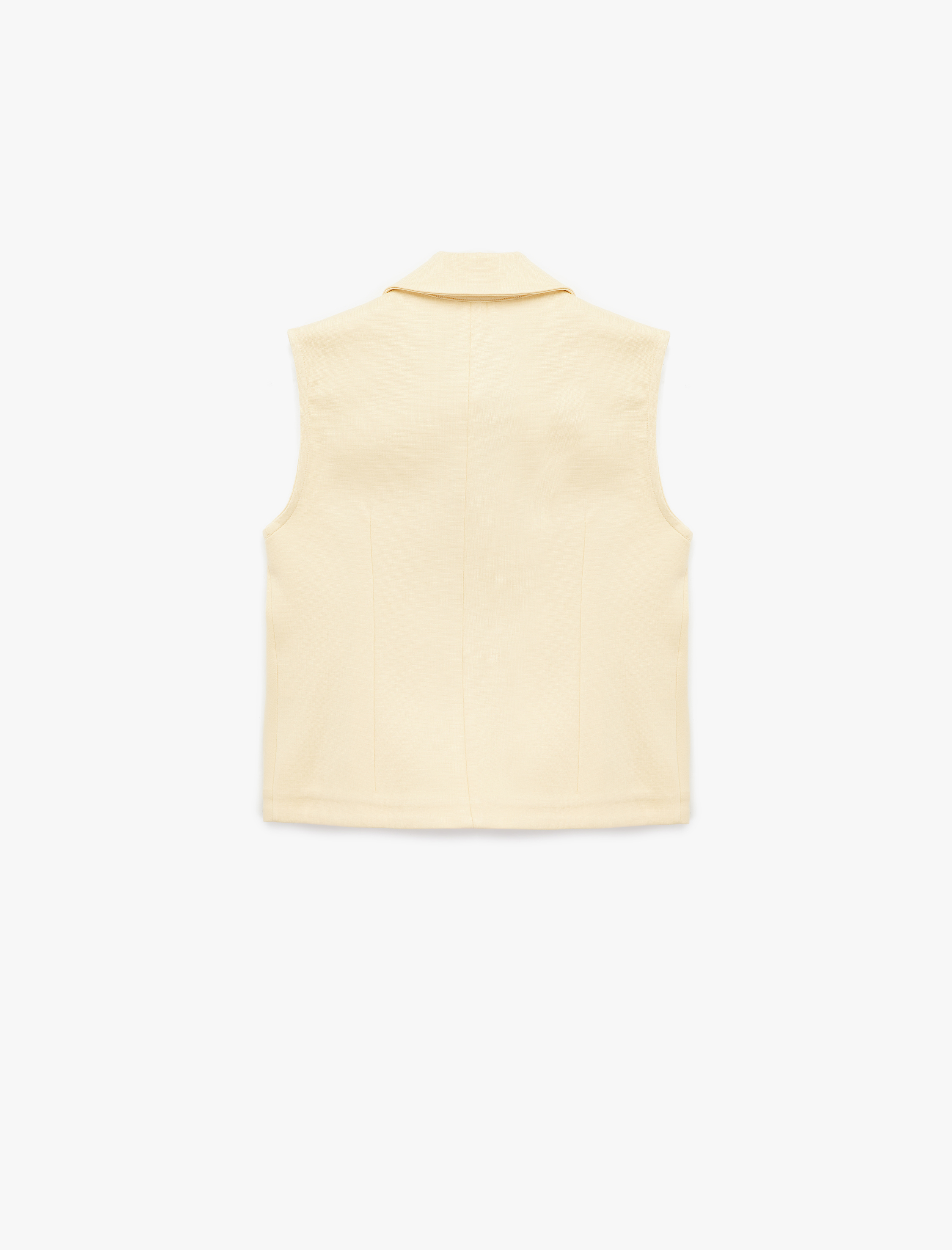   Slim Fit Gold Düğme Detaylı Kolsuz Ceket Yaka Yelek