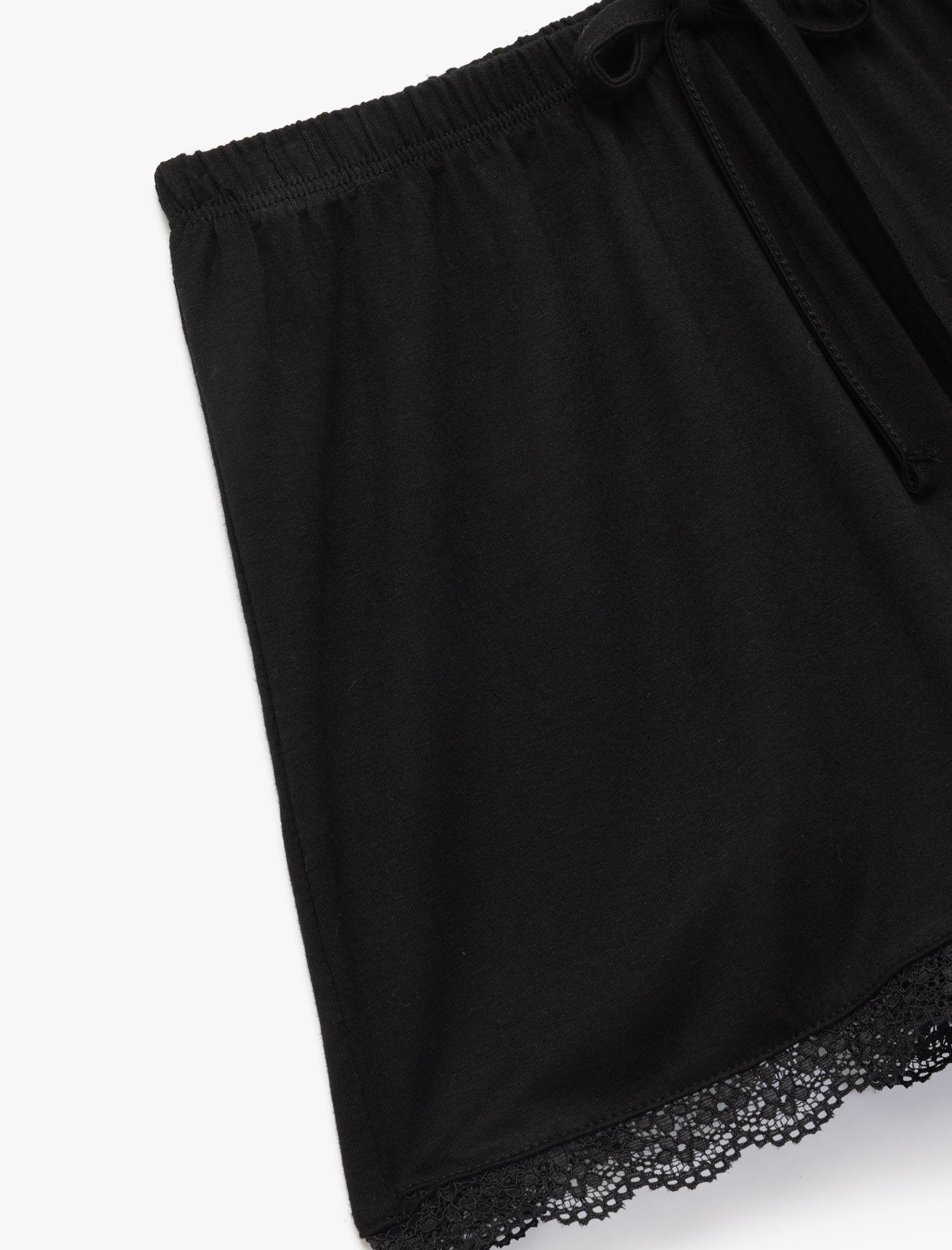   Rahat Kalıp Viskon Kumaş Dantelli Şort Pijama Altı