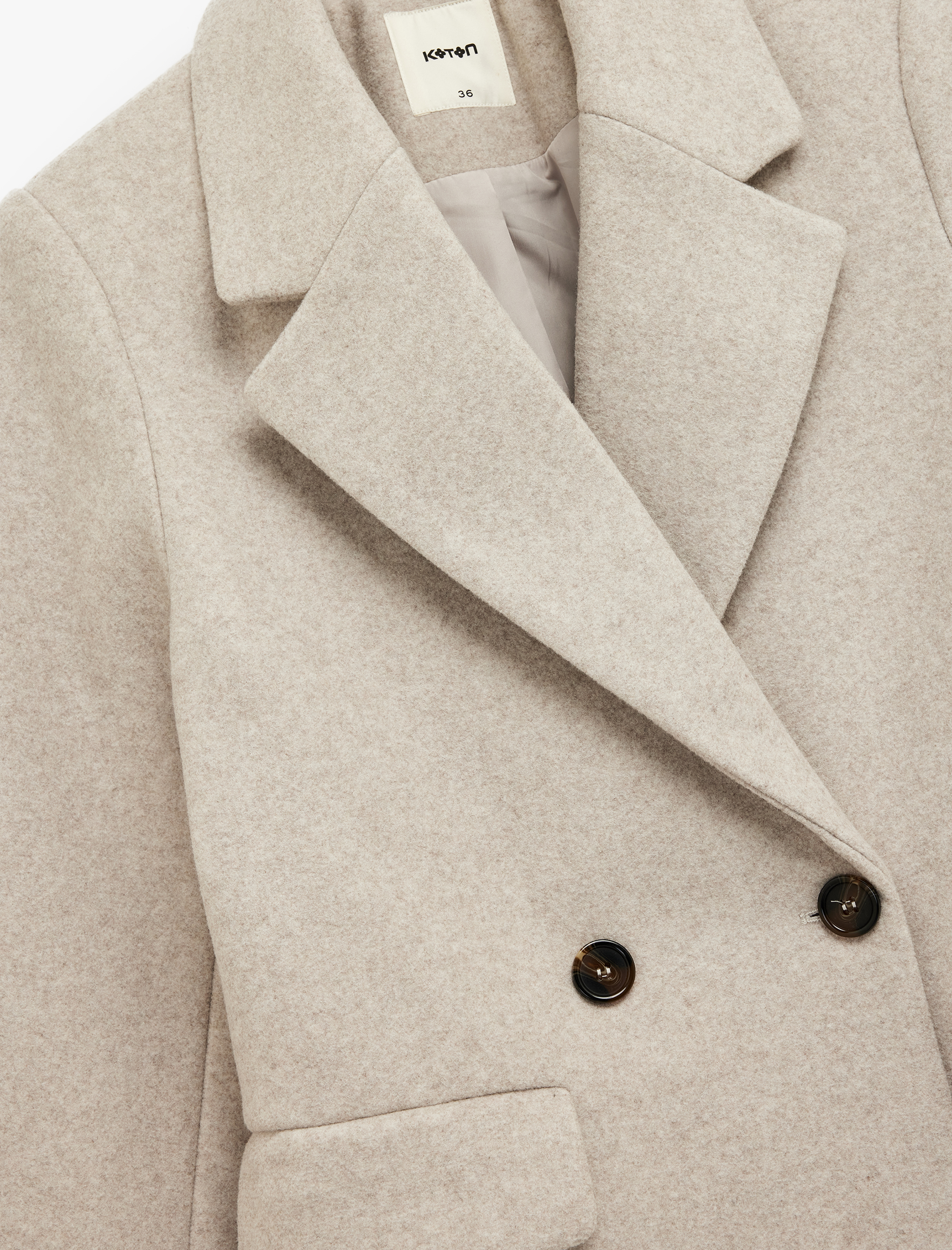   Cepli Kruvaze Uzun Kollu Ceket Yaka Uzun Kaşe Kaban