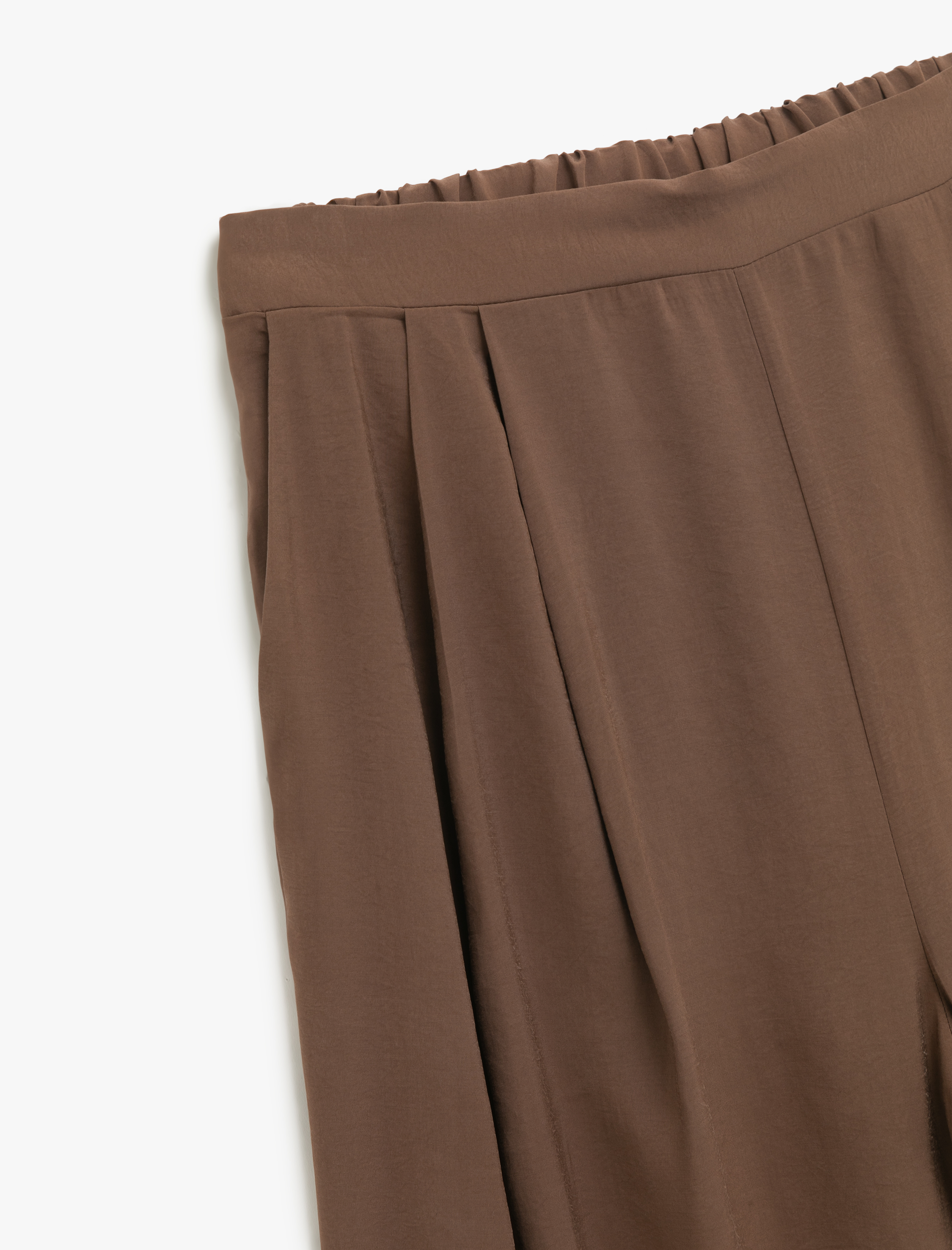   Modal Kumaş Pile Detaylı Yüksek Bel Geniş Paça Palazzo Pantolon