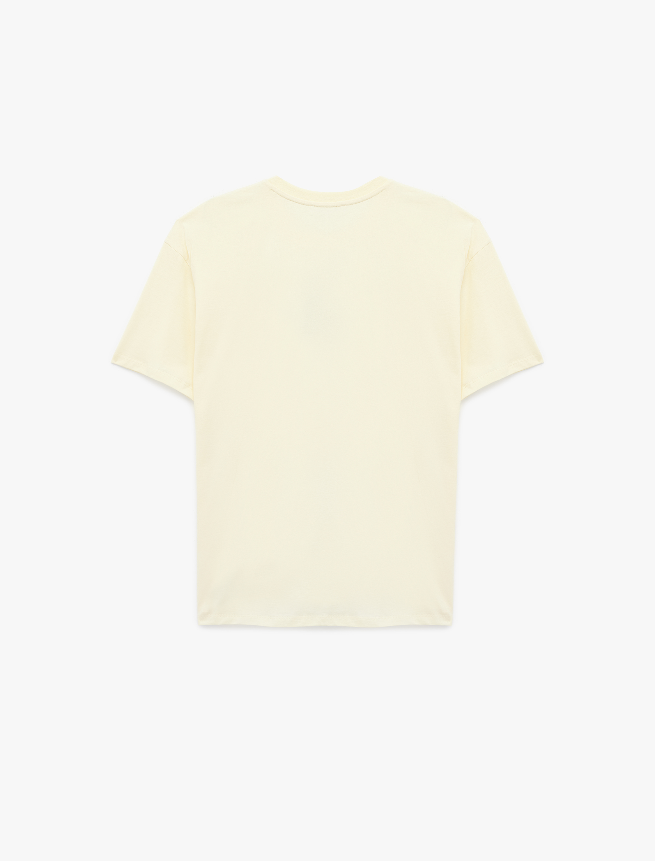 Kısa Kollu Bisiklet Yaka Nakışlı Oversize Tişört