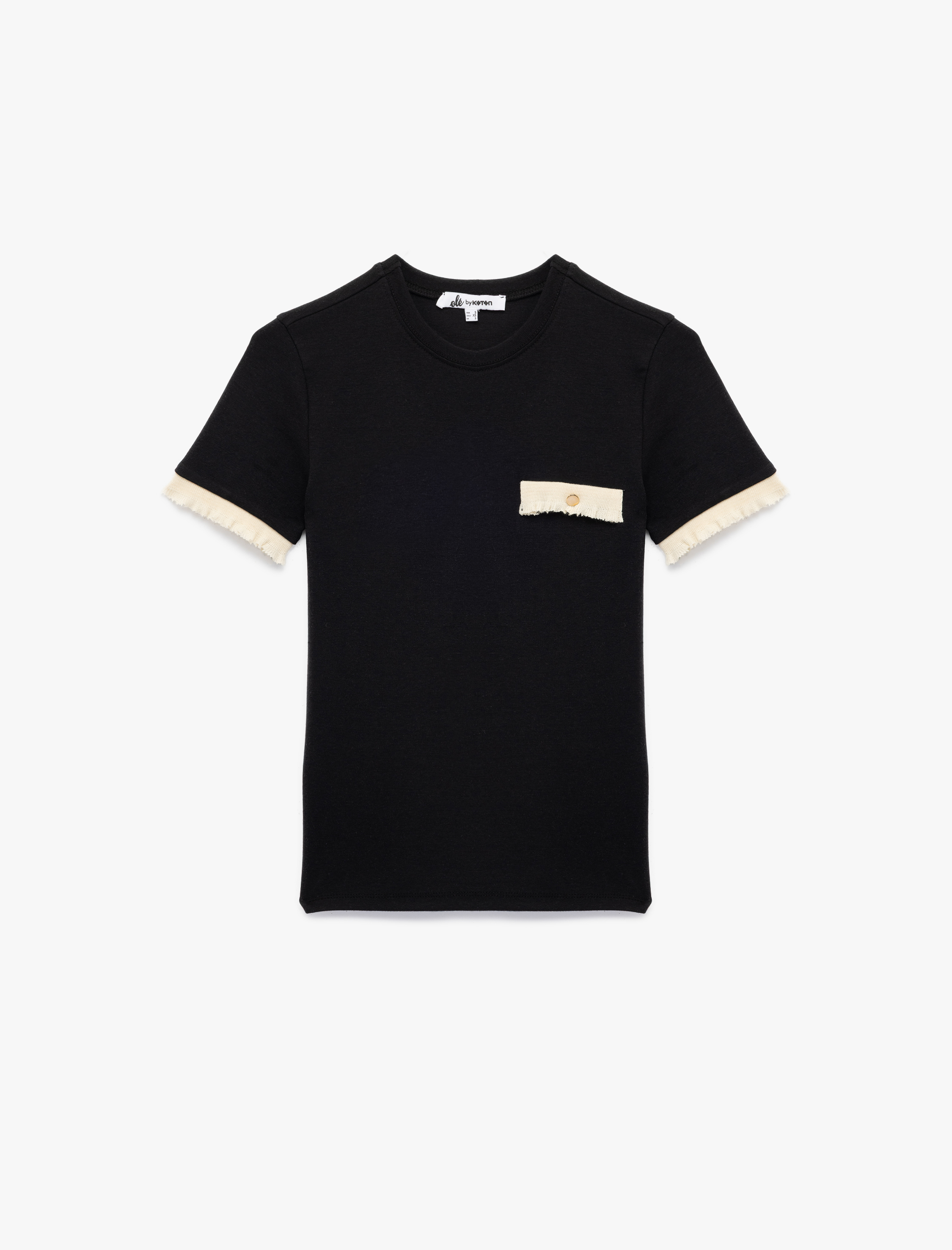   Kısa Kollu Bisiklet Yaka Modal Karışımlı Fleto Cep Detaylı Tişört