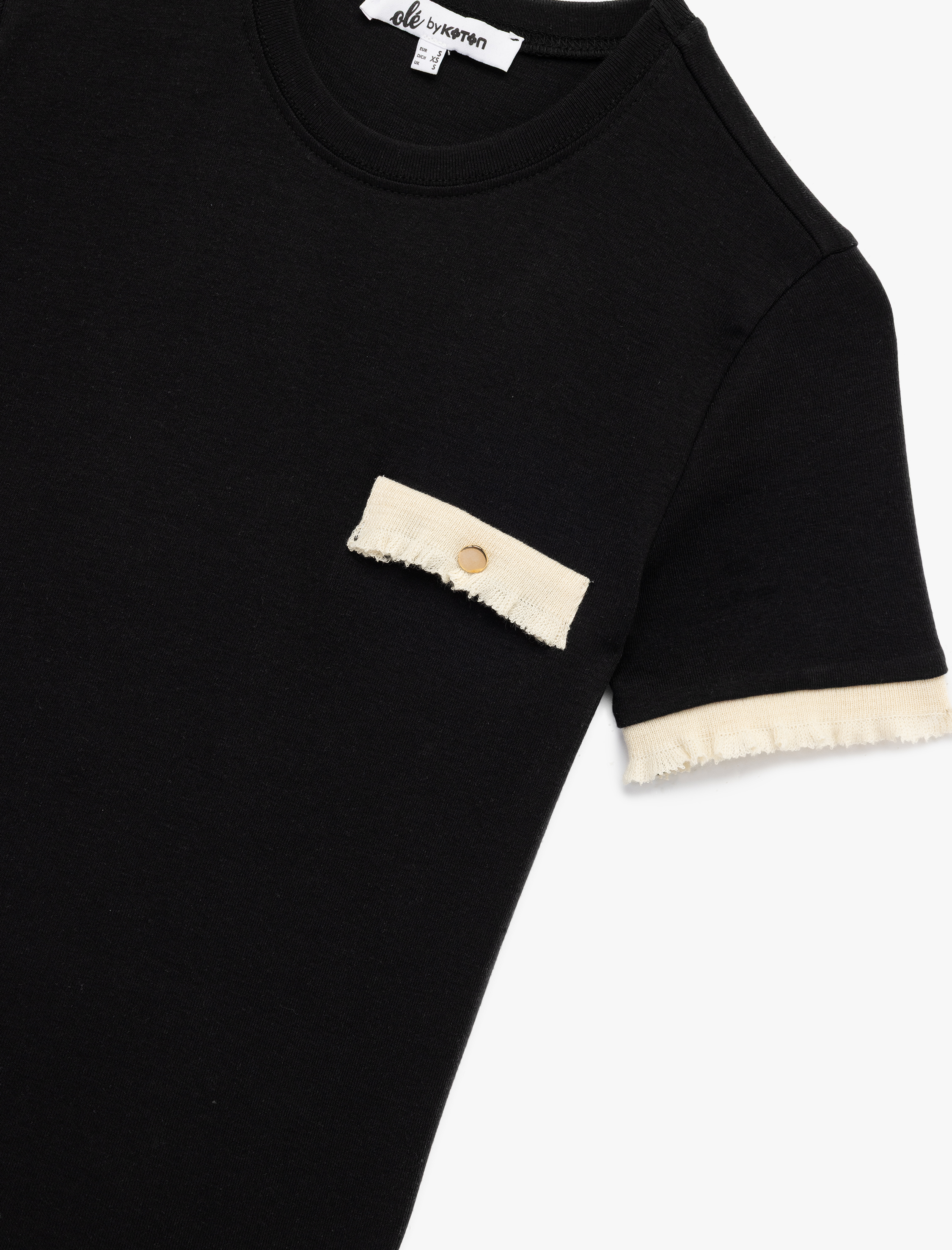   Kısa Kollu Bisiklet Yaka Modal Karışımlı Fleto Cep Detaylı Tişört