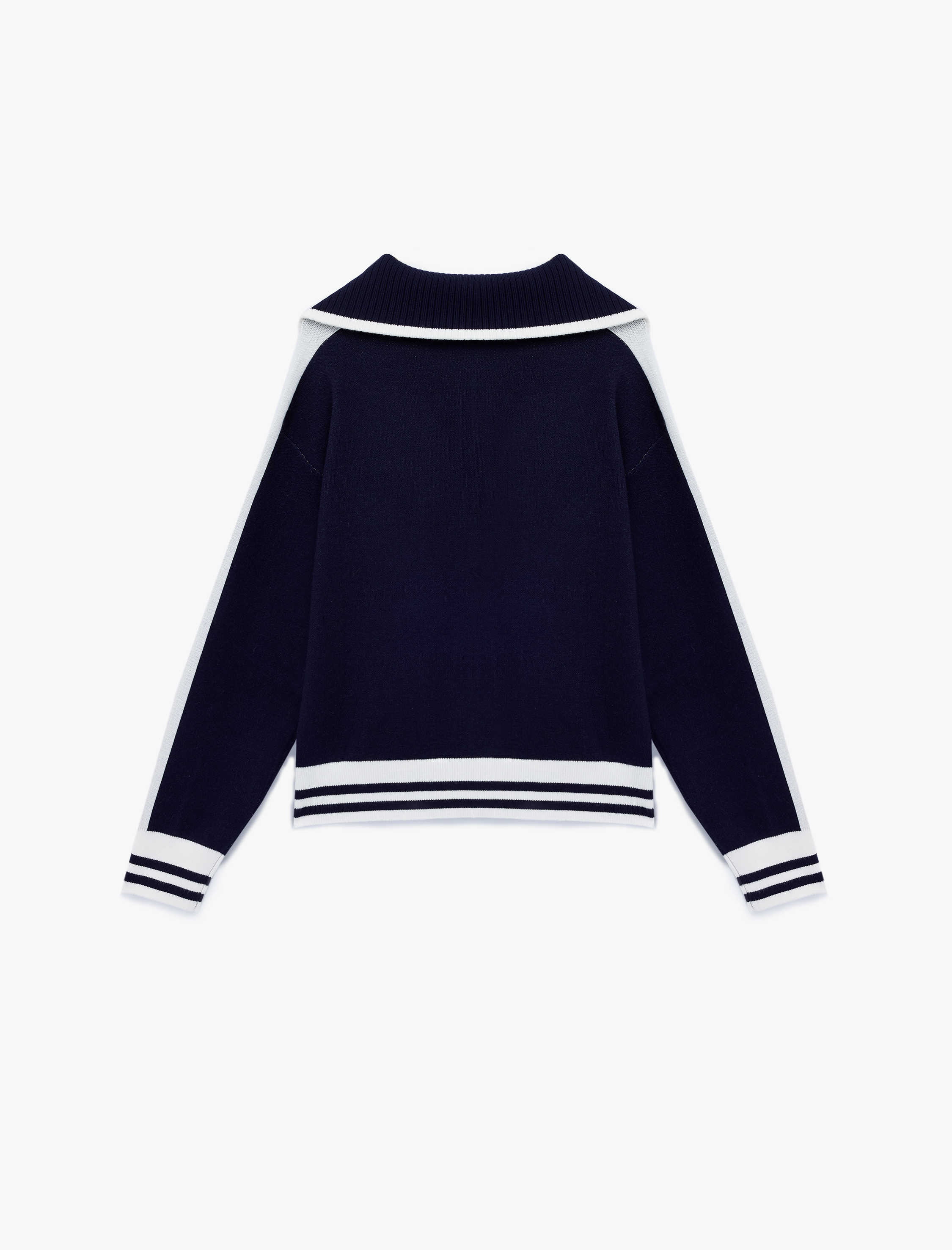   Fermuarlı Desenli Uzun Kollu Dik Yaka Triko Hırka