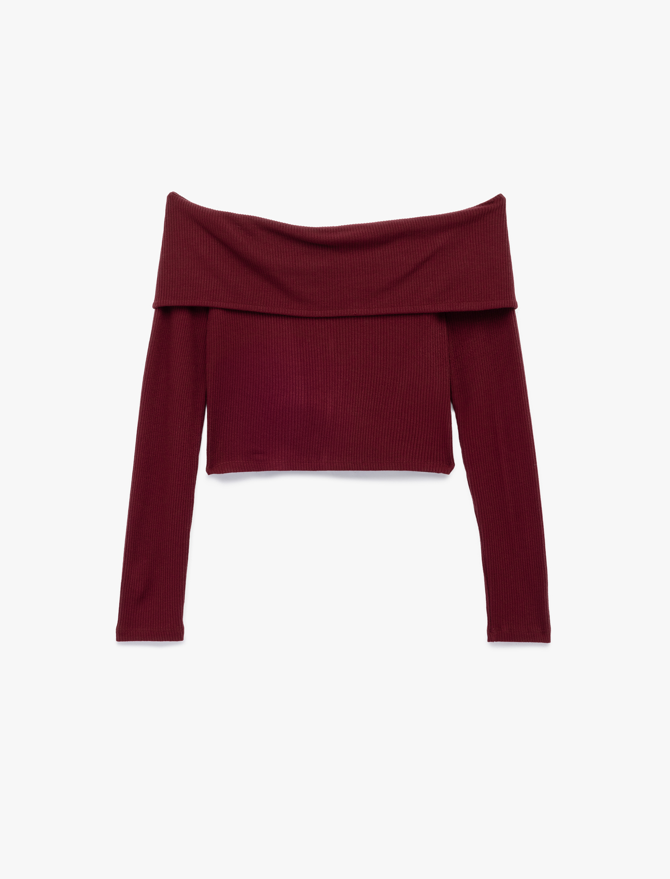   Slim Fit Fermuarlı Omzu Açık Uzun Kollu Tişört