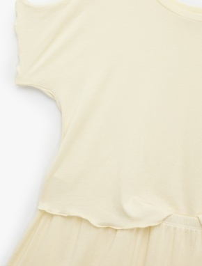 Rahat Kalıp Kısa Kollu Bisiklet Yaka Beli Lastikli Şort Modal Örme Pijama Takımı_5
