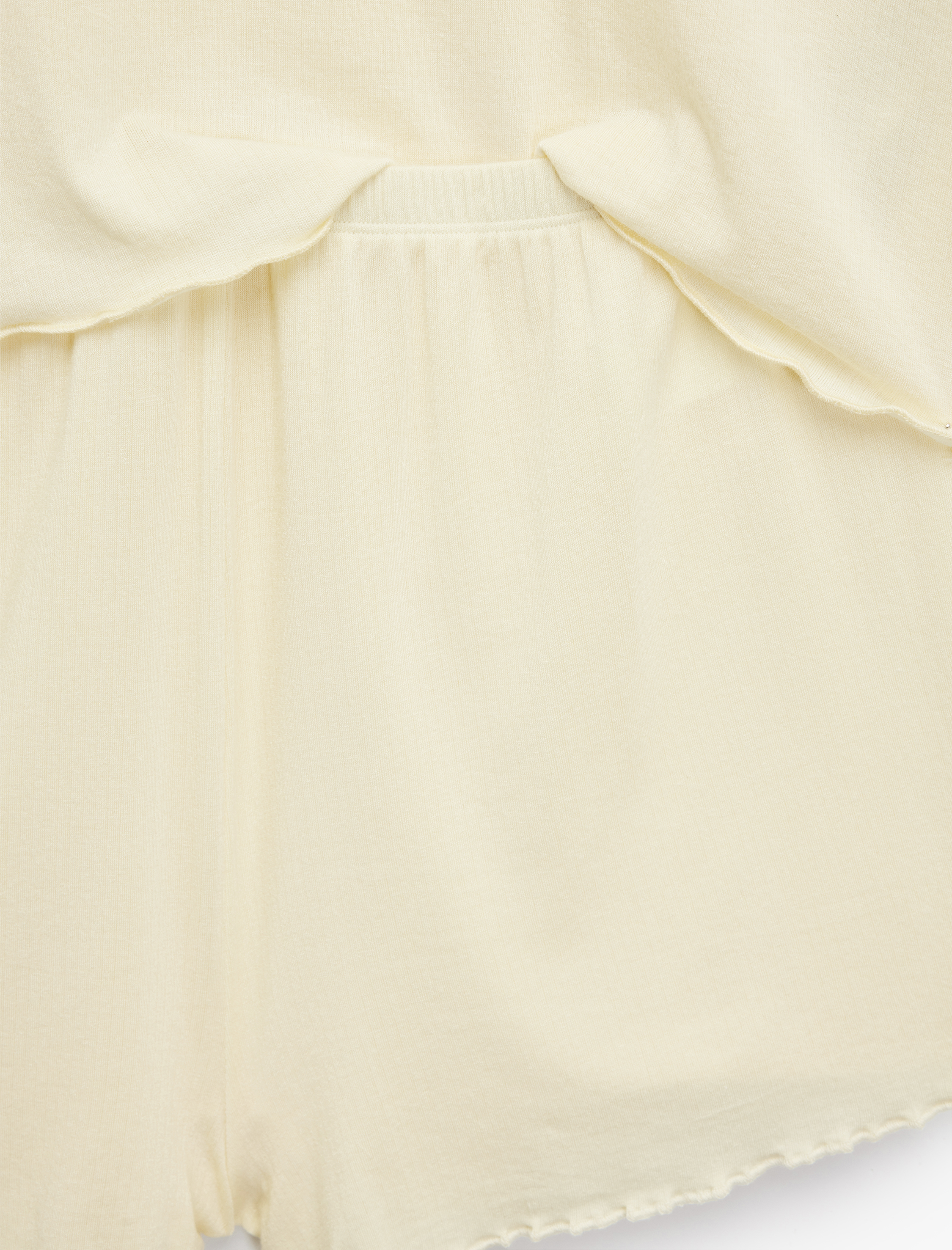   Rahat Kalıp Kısa Kollu Bisiklet Yaka Beli Lastikli Şort Modal Örme Pijama Takımı