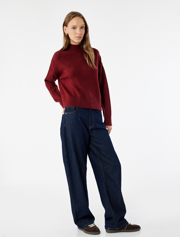  Dik Yaka Uzun Kollu Basic Triko Kazak