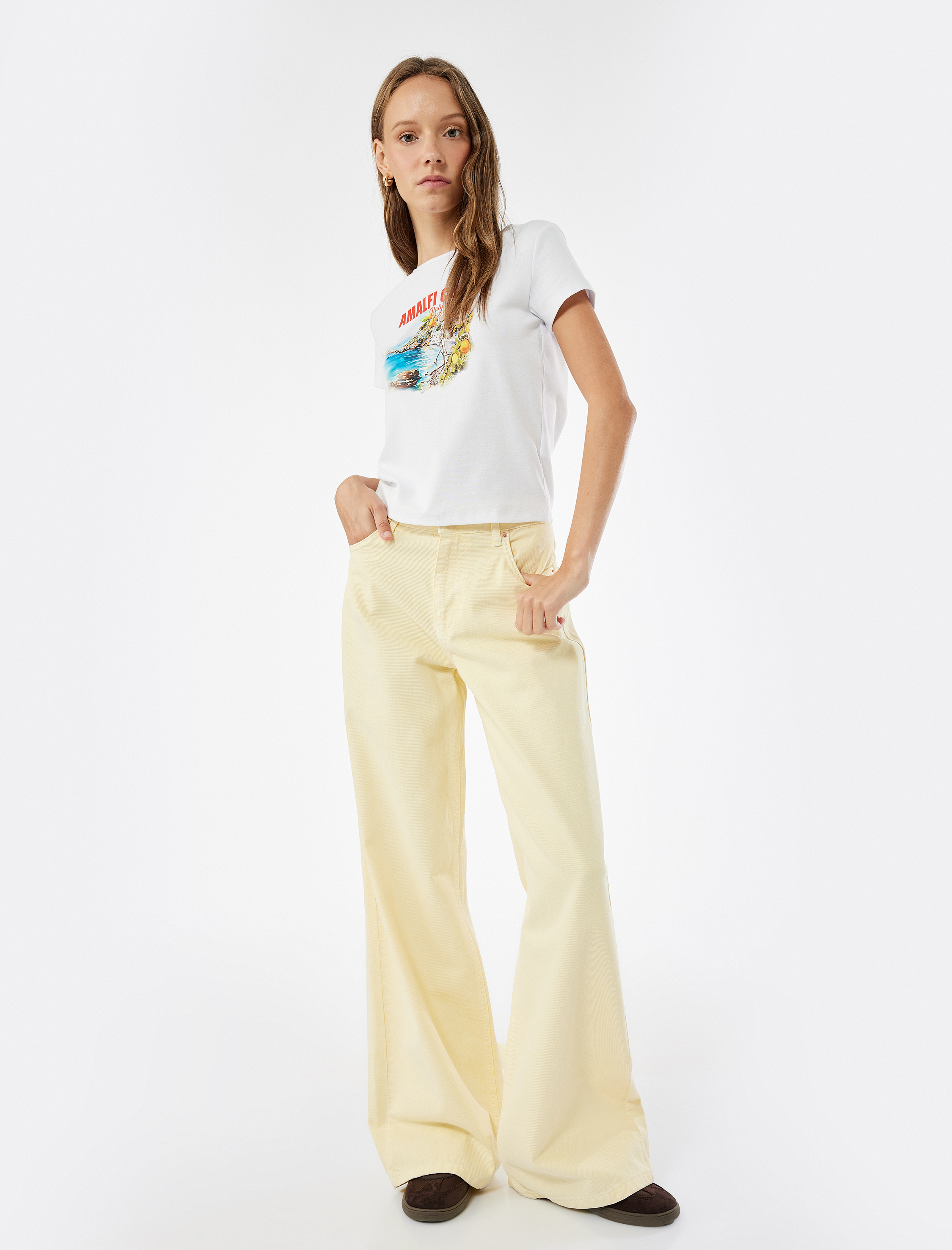   Slim Fit Kısa Kollu Bisiklet Yaka Baskılı Tişört