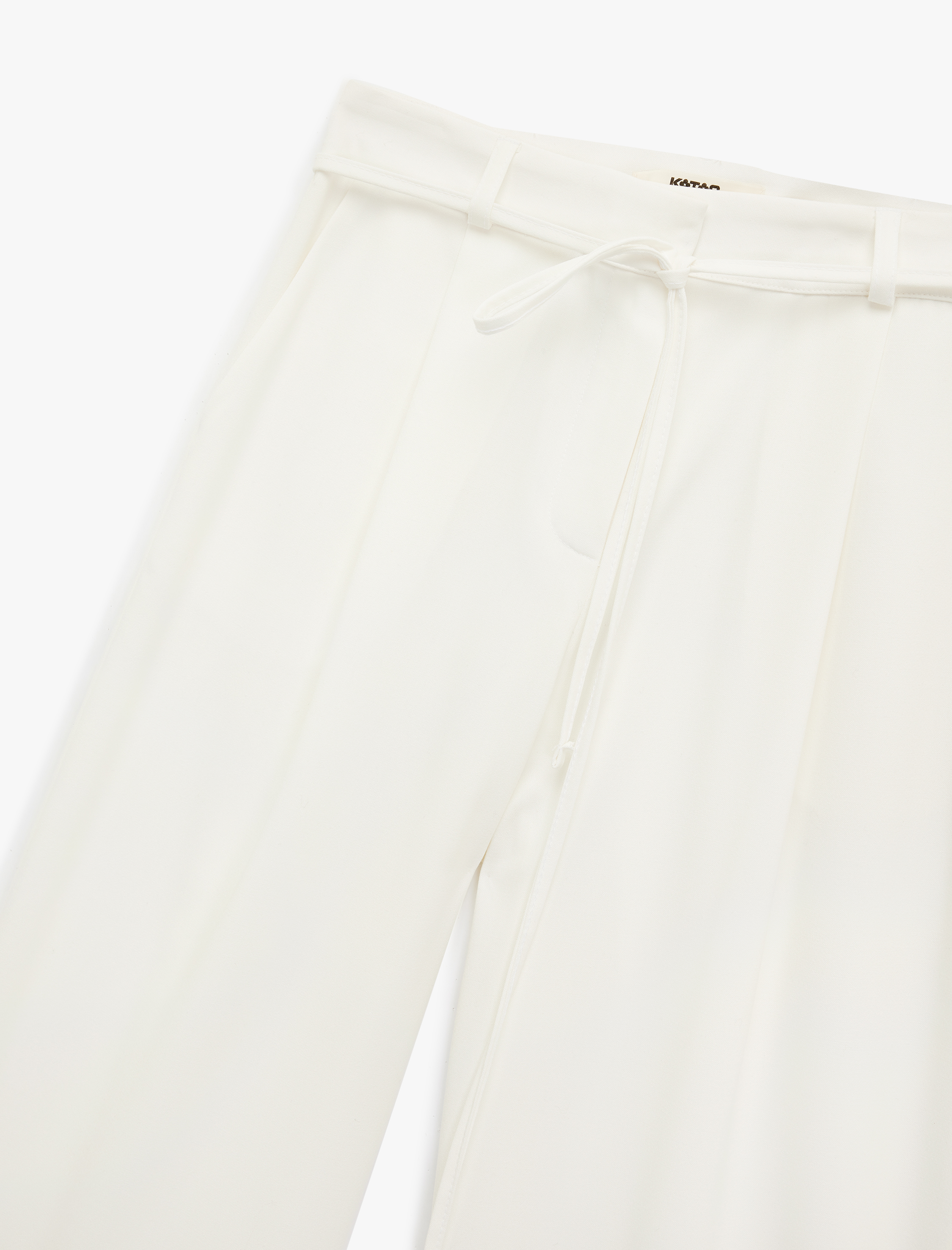   Cepli Kemer Detaylı Düz Bol Paça Pantolon