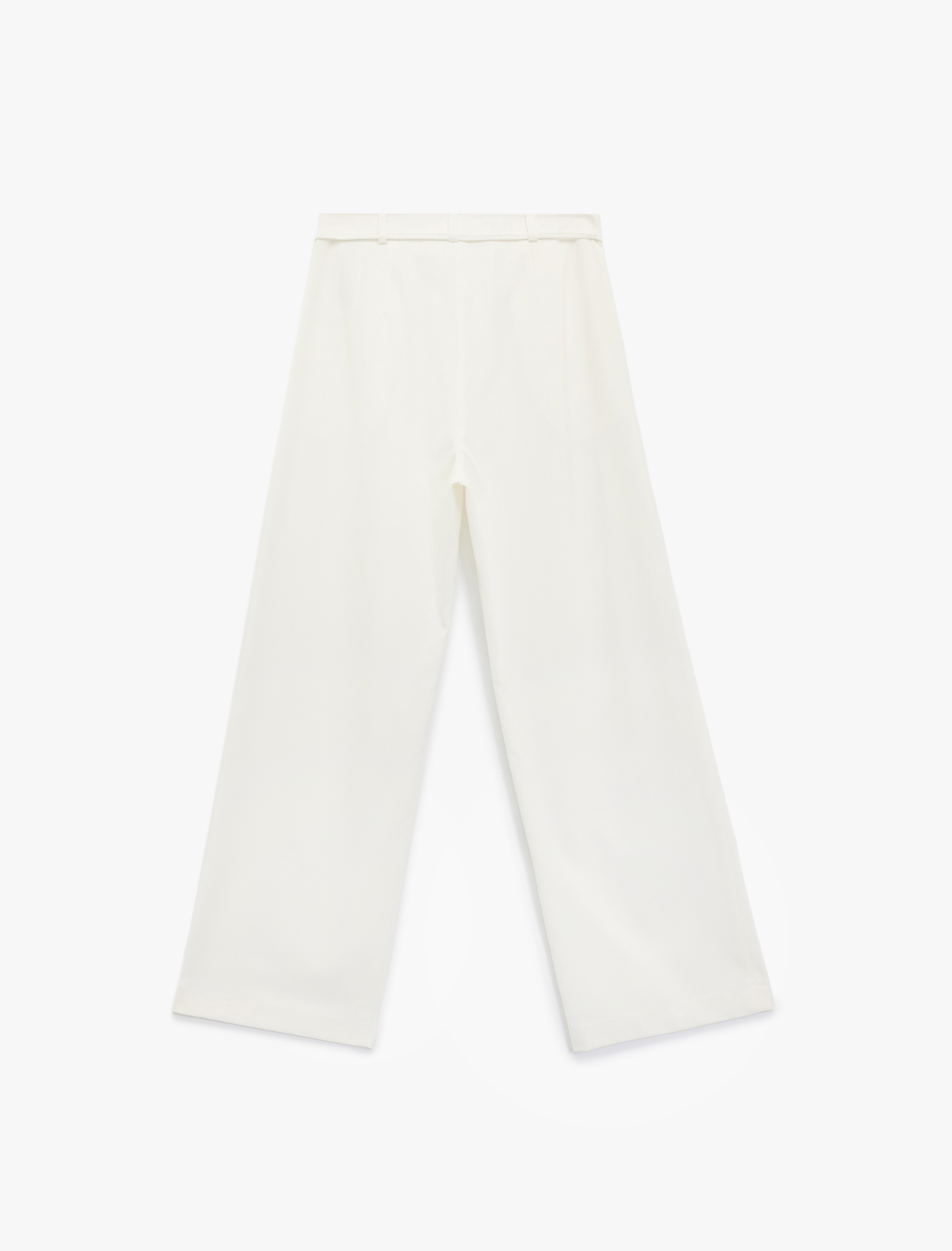   Cepli Kemer Detaylı Düz Bol Paça Pantolon