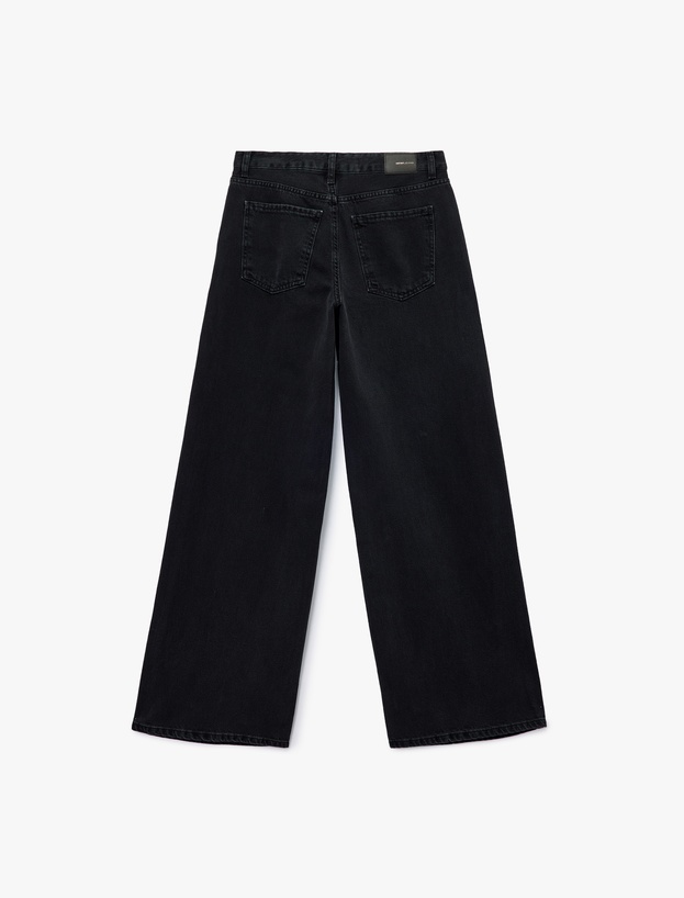 Düşük Bel Rahat Kalıp Geniş Paça Jean Pantolon - Loose Straight Fit Jean_1