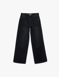 Düşük Bel Rahat Kalıp Geniş Paça Jean Pantolon - Loose Straight Fit Jean