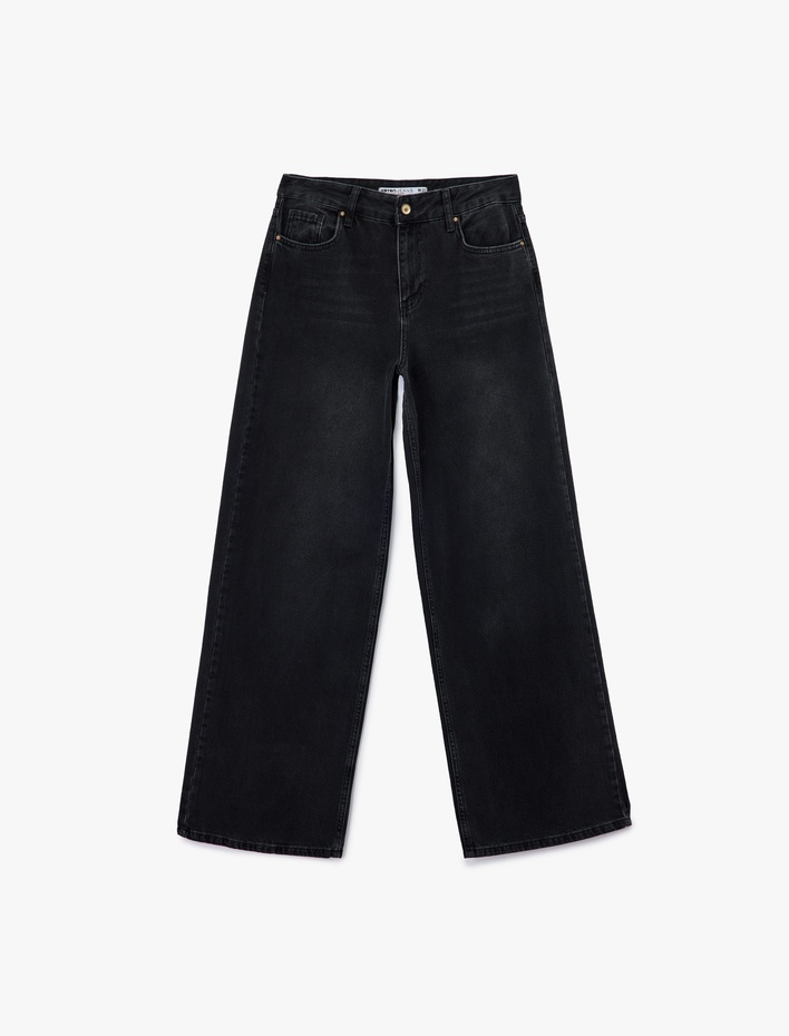  Düşük Bel Rahat Kalıp Geniş Paça Jean Pantolon - Loose Straight Fit Jean