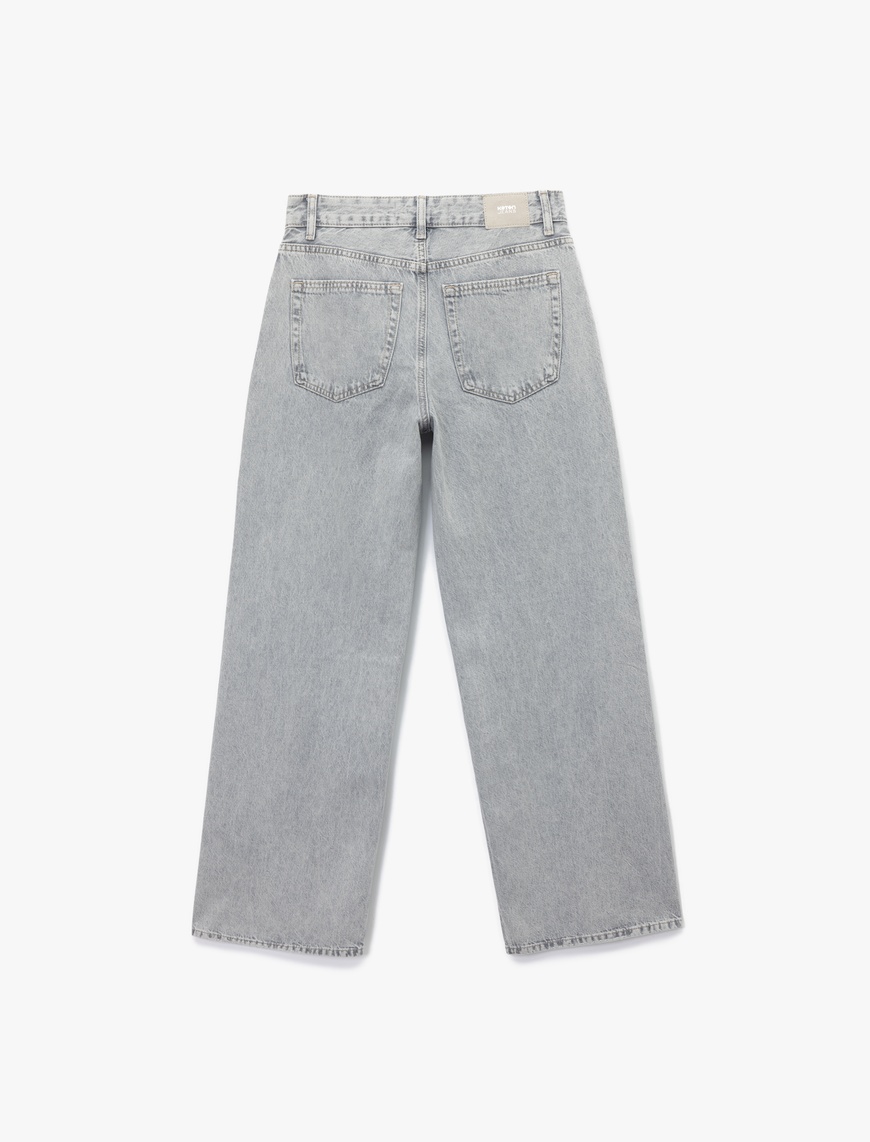   Taş Detaylı Geniş Paça Denim Pantolon - Bianca Wide Leg Jeans