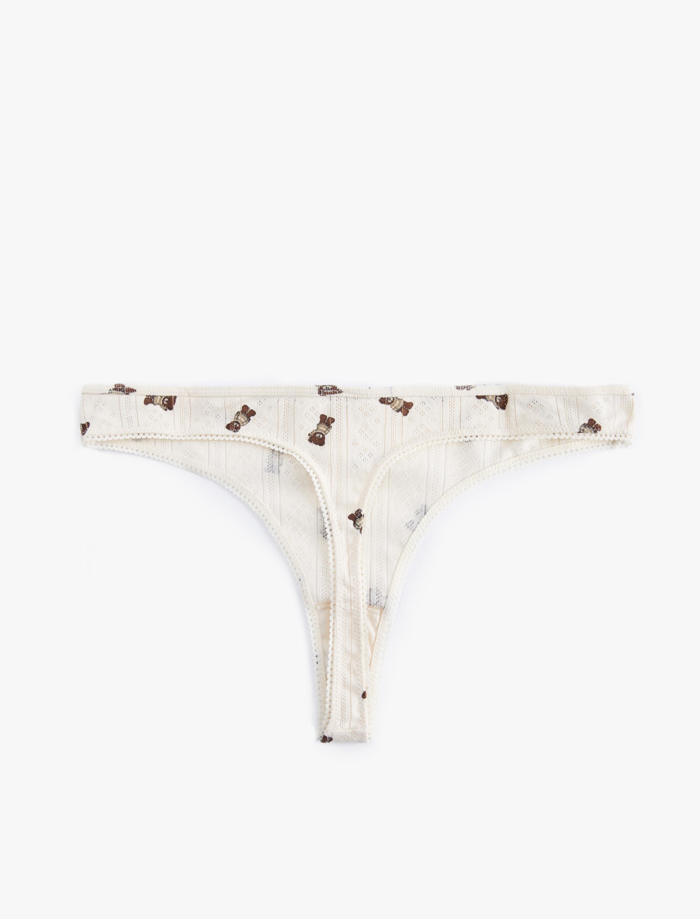   Fiyonklu Pamuklu Ayıcık Baskılı String Külot