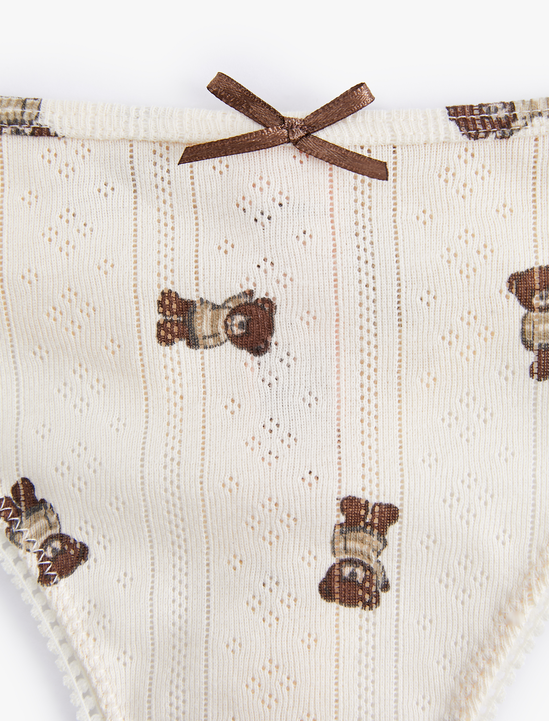   Fiyonklu Pamuklu Ayıcık Baskılı String Külot