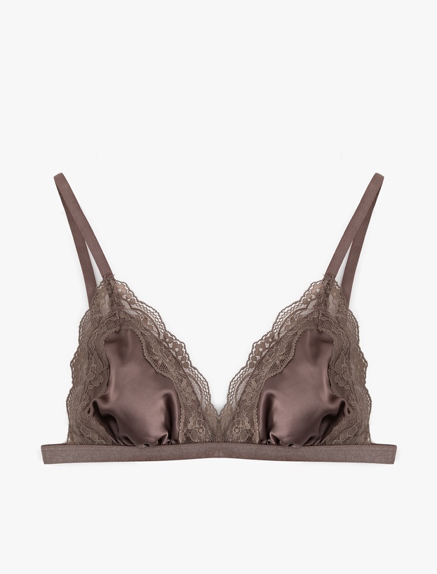 Rahat Kalıp Desteksiz Dantelli Saten Bralet Sütyen_0