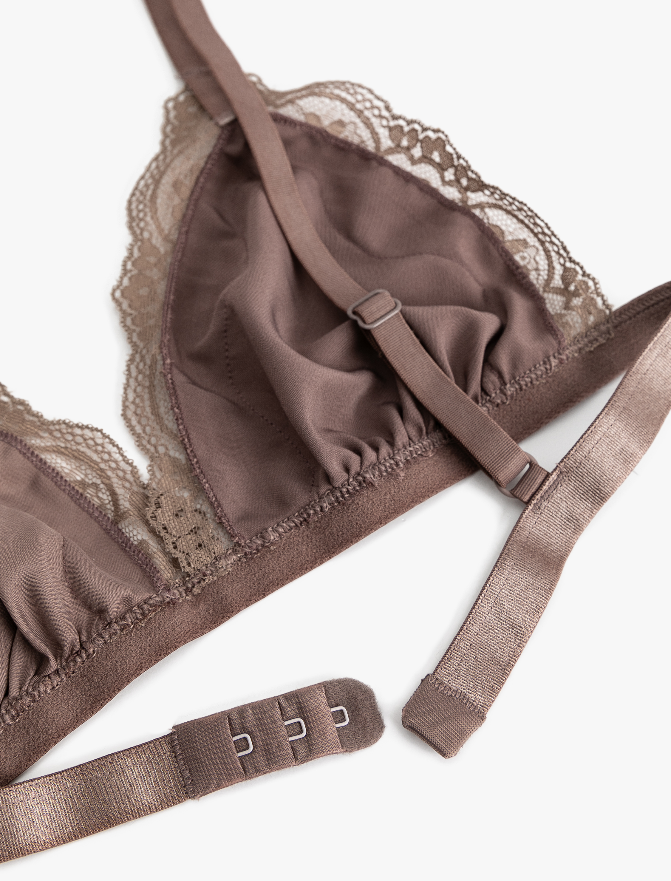   Rahat Kalıp Desteksiz Dantelli Saten Bralet Sütyen