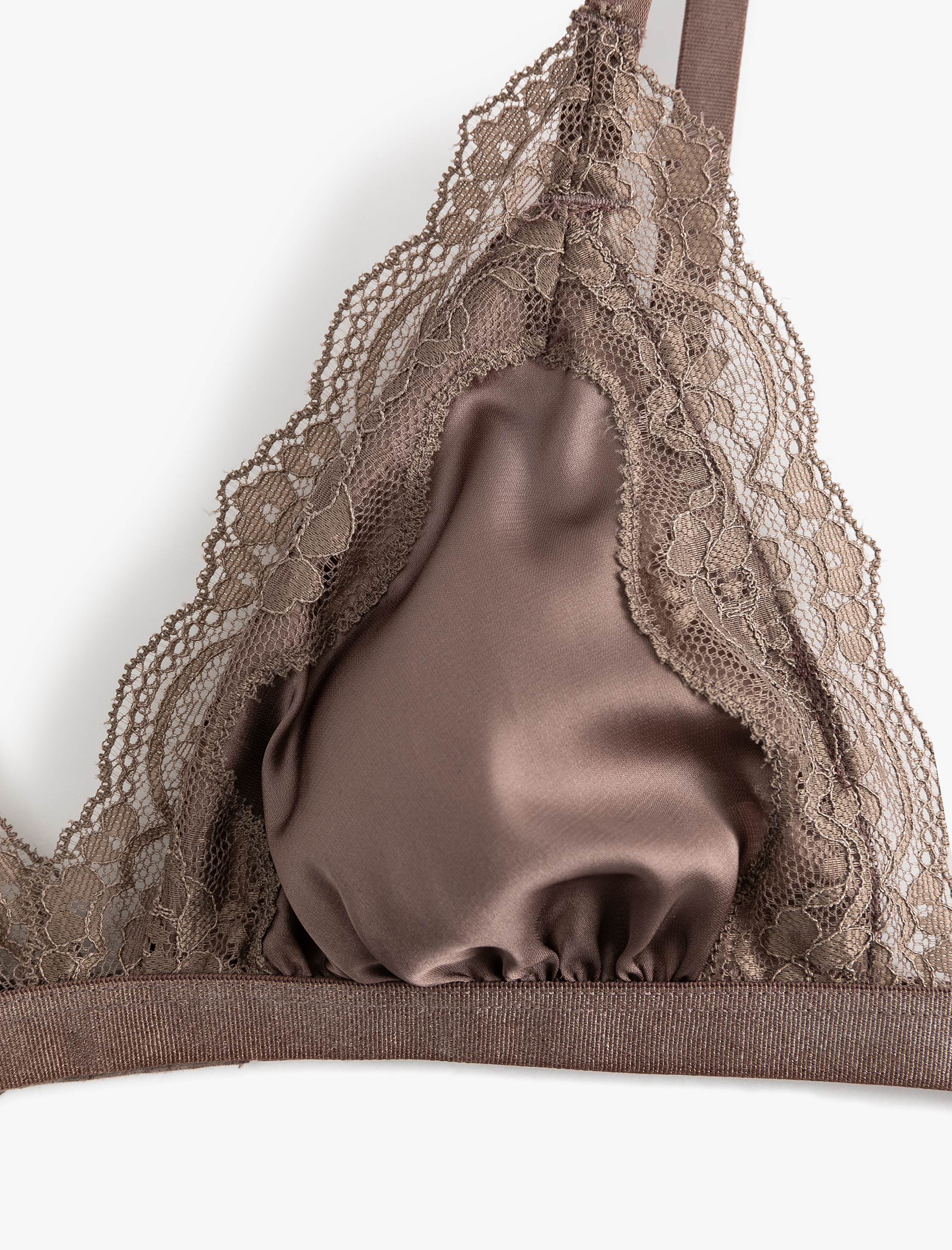   Rahat Kalıp Desteksiz Dantelli Saten Bralet Sütyen