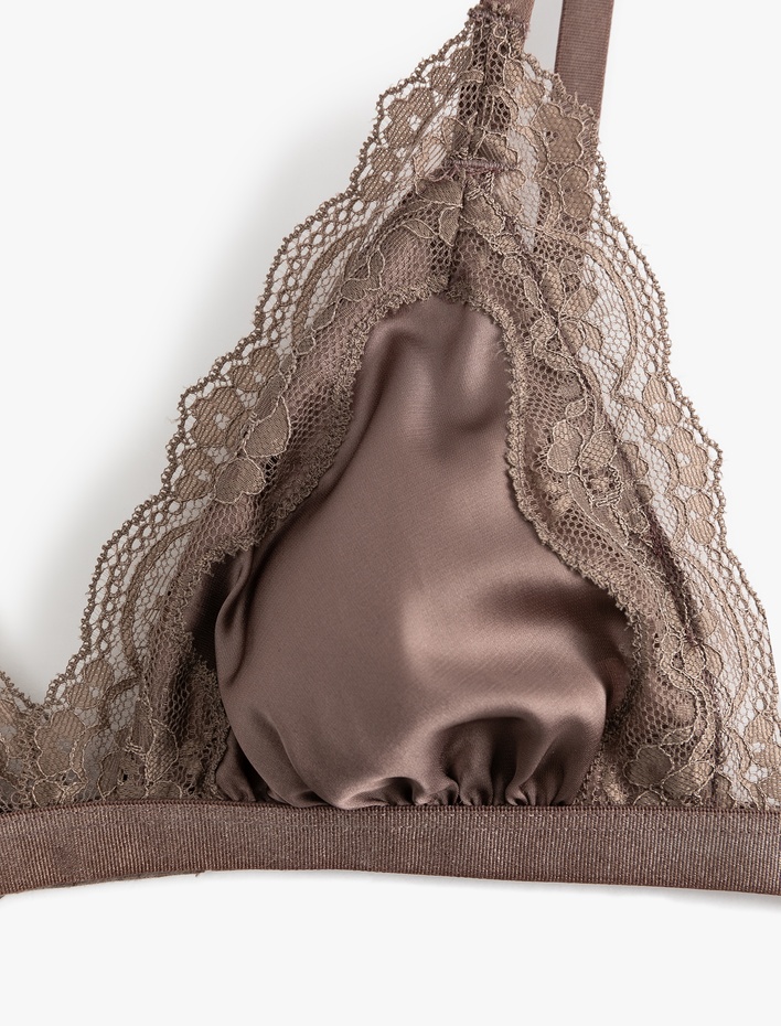  Rahat Kalıp Desteksiz Dantelli Saten Bralet Sütyen