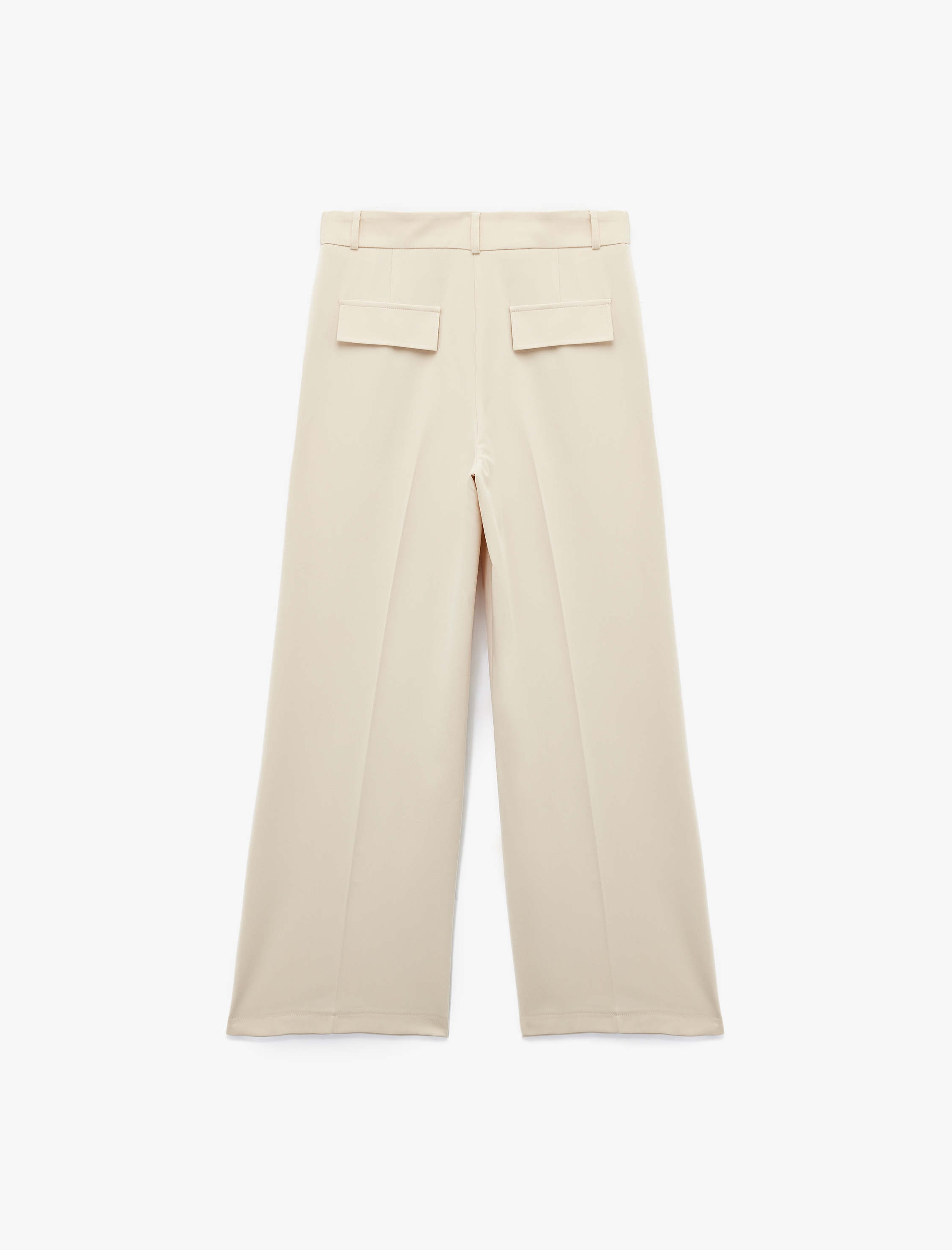   Kapaklı Cep Detaylı Düz Bol Paça Palazzo Pantolon