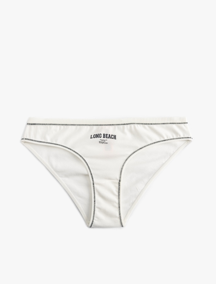  Dikiş Detaylı Rahat Kalıp Pamuklu Baskılı Külot