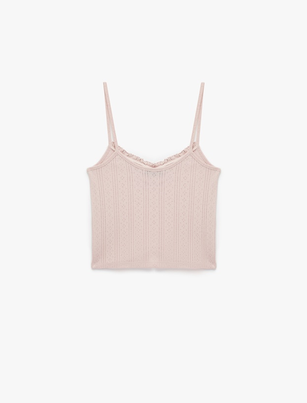 Pamuklu İnce Askılı Pijama Üstü_1