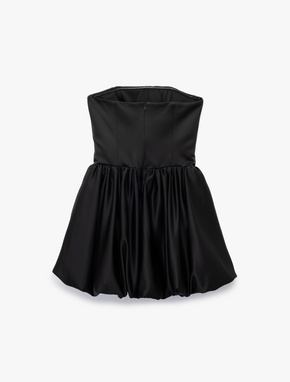 Straplez Yaka Kolsuz Mini Balon Elbise_1