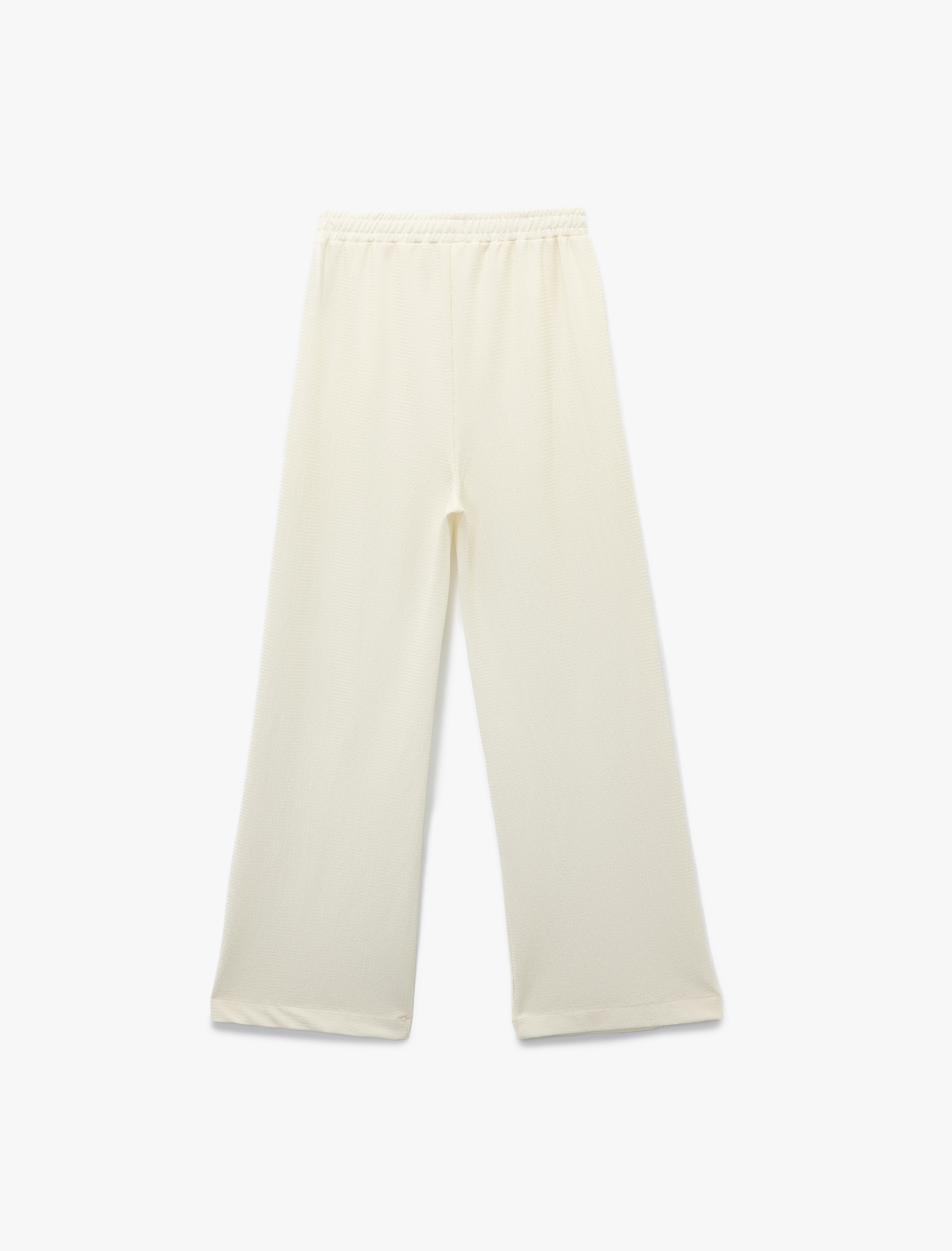   Bürümcük Kumaş Beli Lastikli Uzun Geniş Paça Pantolon