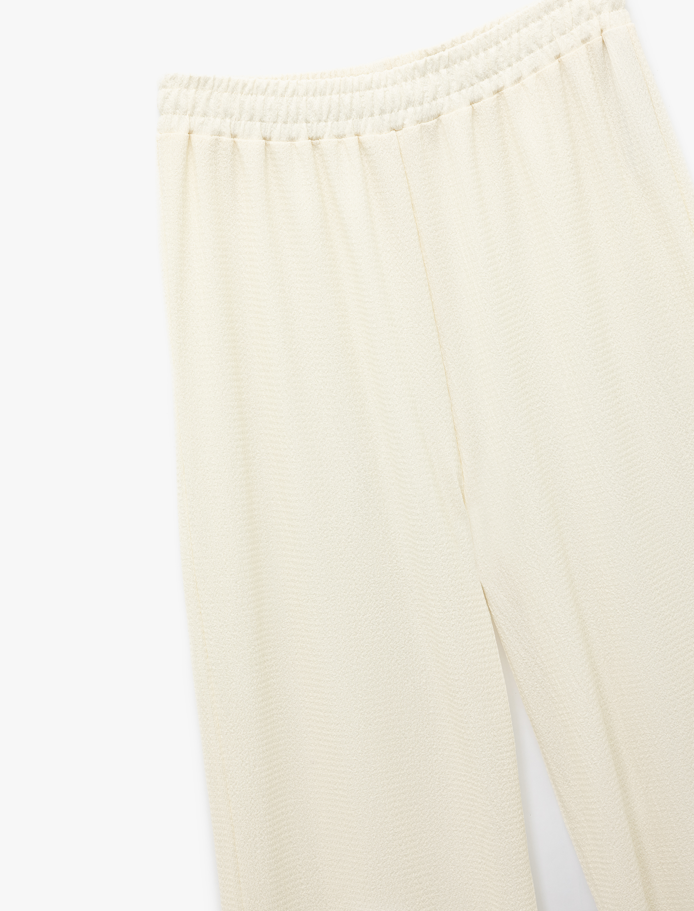   Bürümcük Kumaş Beli Lastikli Uzun Geniş Paça Pantolon