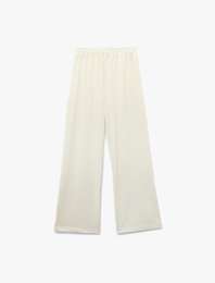 Bürümcük Kumaş Beli Lastikli Uzun Geniş Paça Pantolon