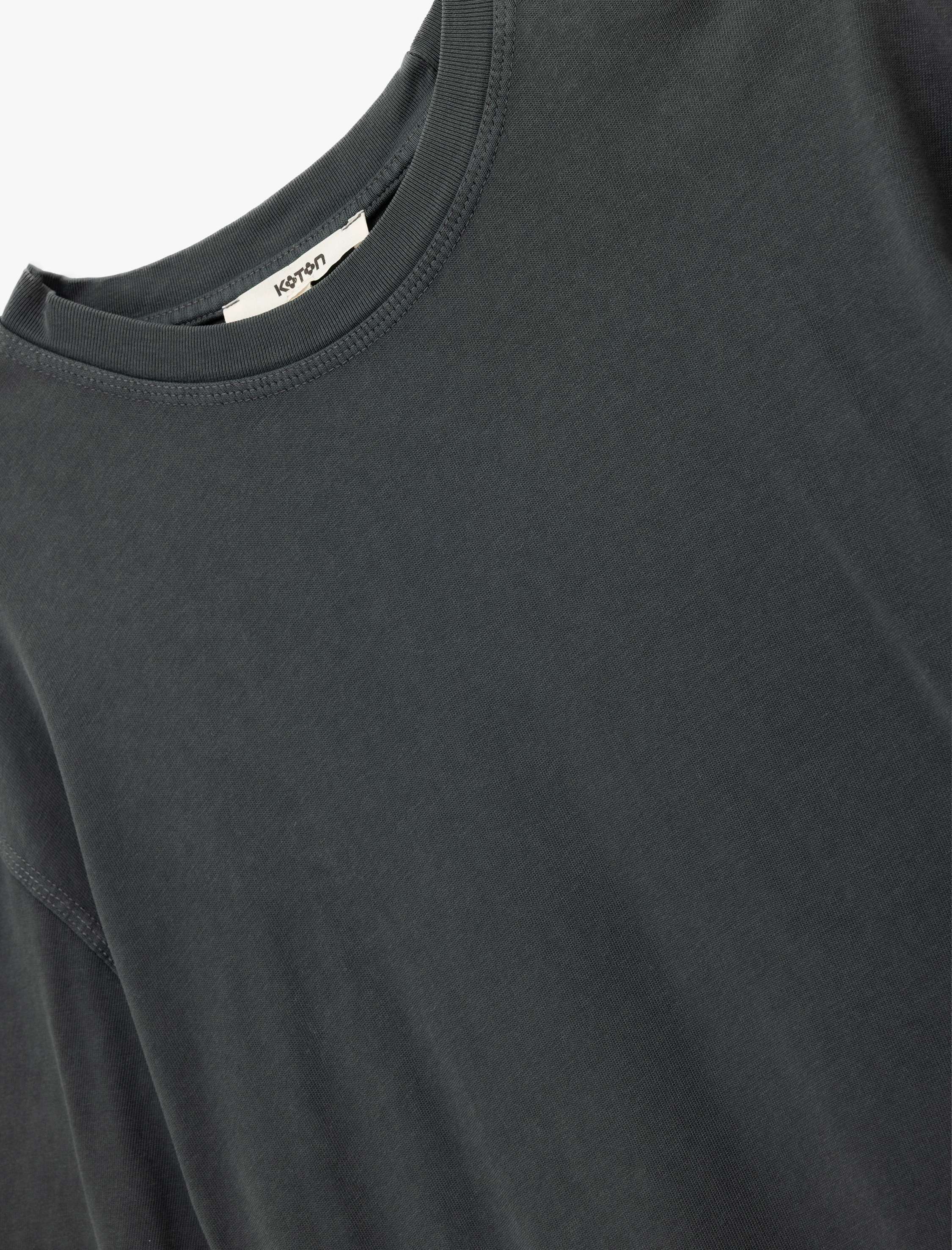   Kısa Kollu Bisiklet Yaka Pamuklu Oversize Tişört