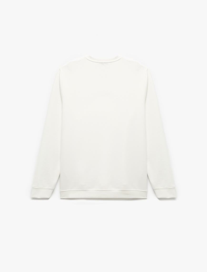   İşleme Detaylı Uzun Kollu Bisiklet Yaka Sweatshirt