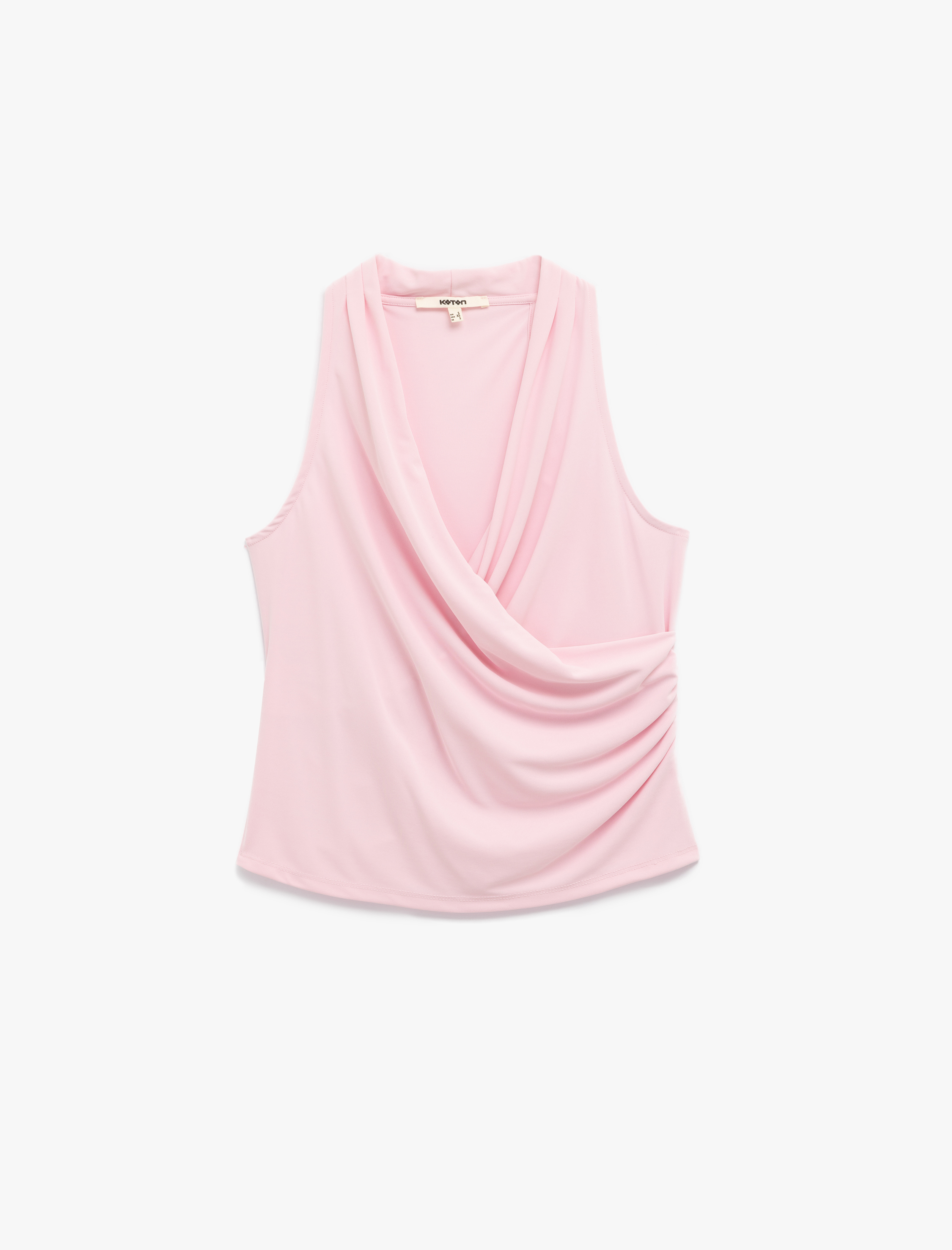   Kruvaze Yaka Kolsuz Drape Detaylı Bluz