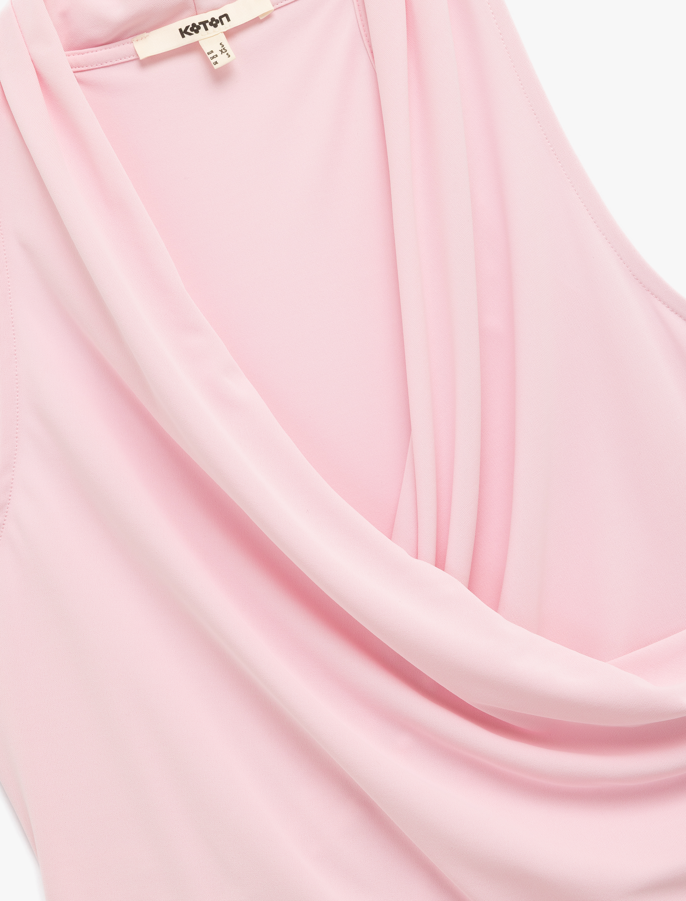   Kruvaze Yaka Kolsuz Drape Detaylı Bluz