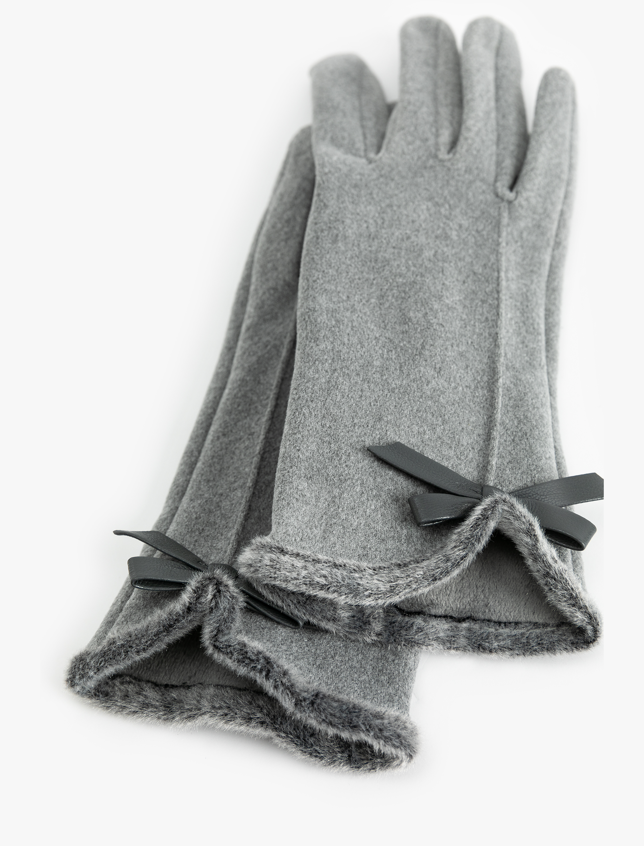  Kadın Kurdeleli Suni Kürk Detaylı Eldiven