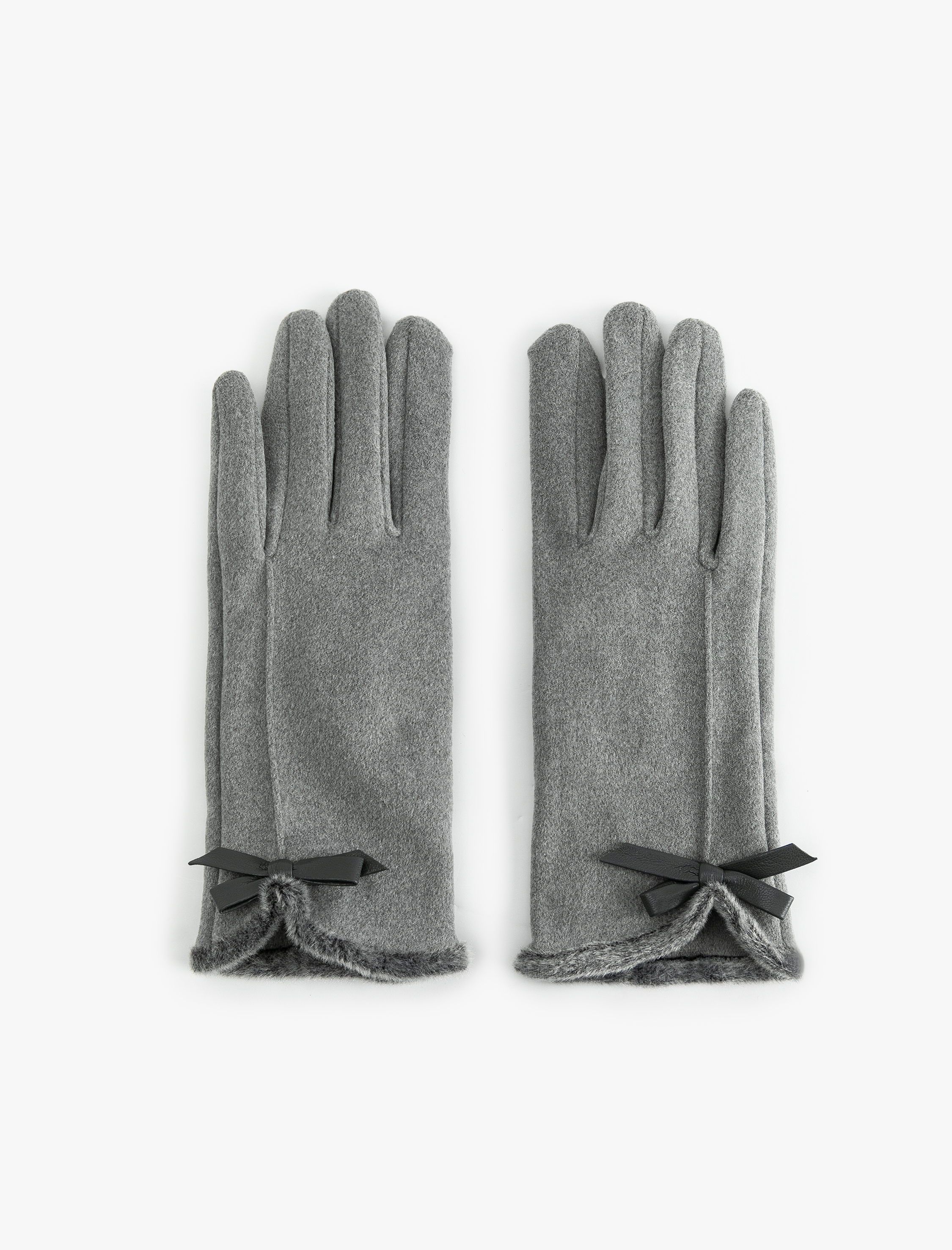  Kadın Kurdeleli Suni Kürk Detaylı Eldiven