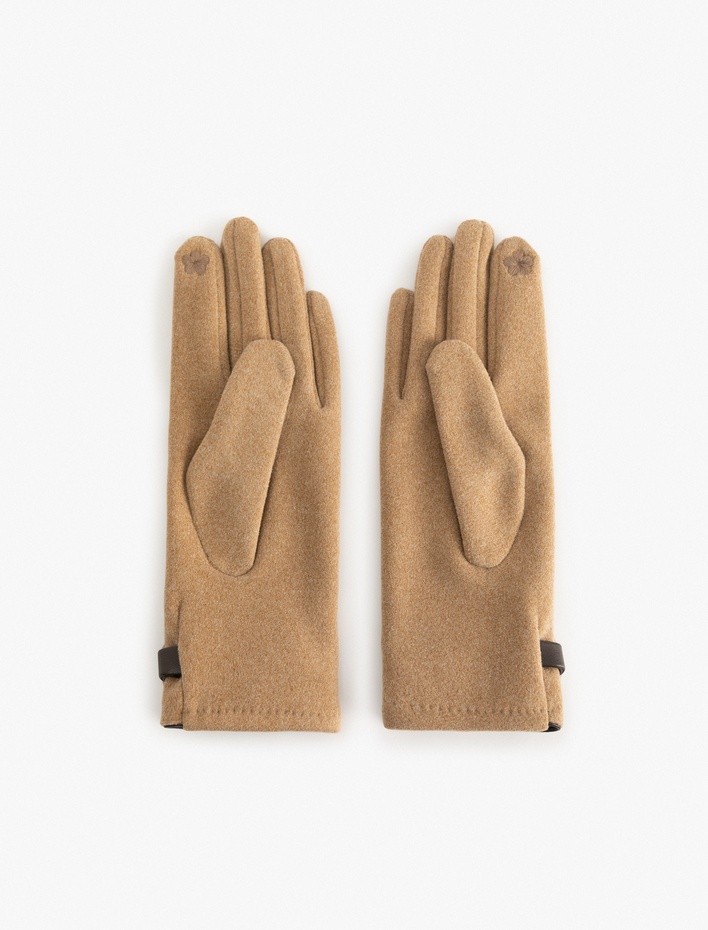 Kadın Süet Görünümlü Kemerli Eldiven - Koton X Sima Tarkan