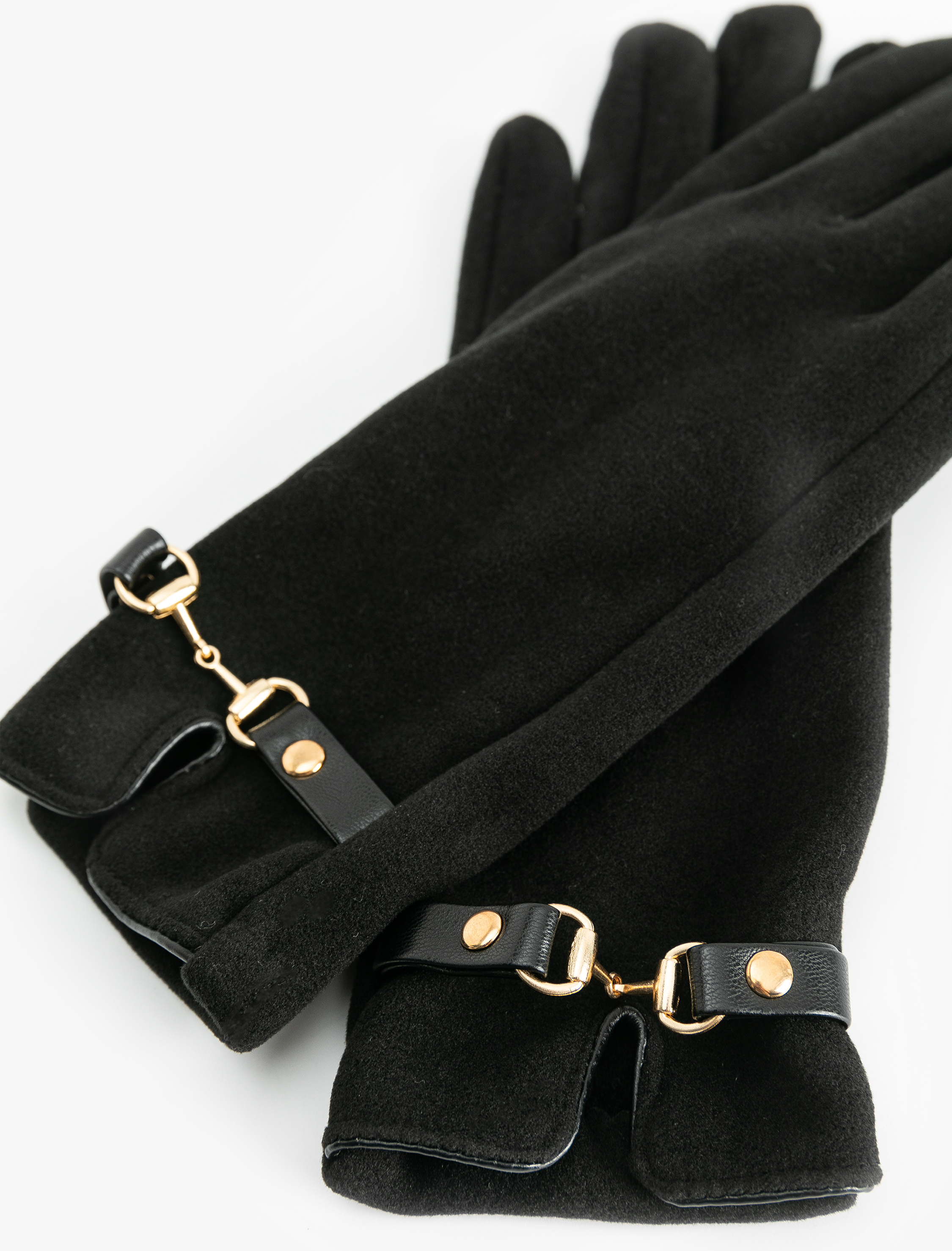  Kadın Süet Görünümlü Kemerli Eldiven