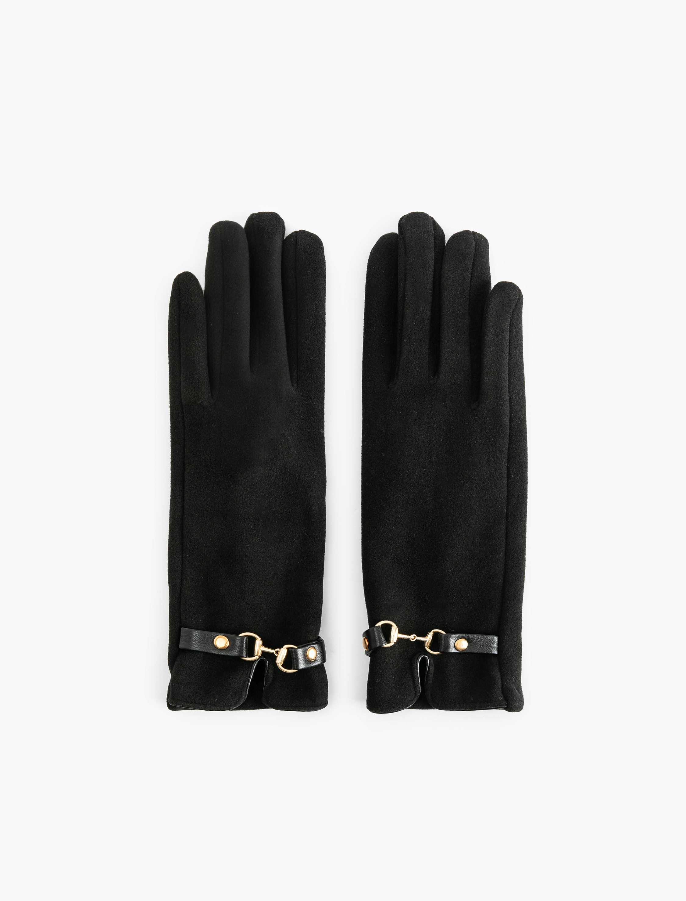  Kadın Süet Görünümlü Kemerli Eldiven