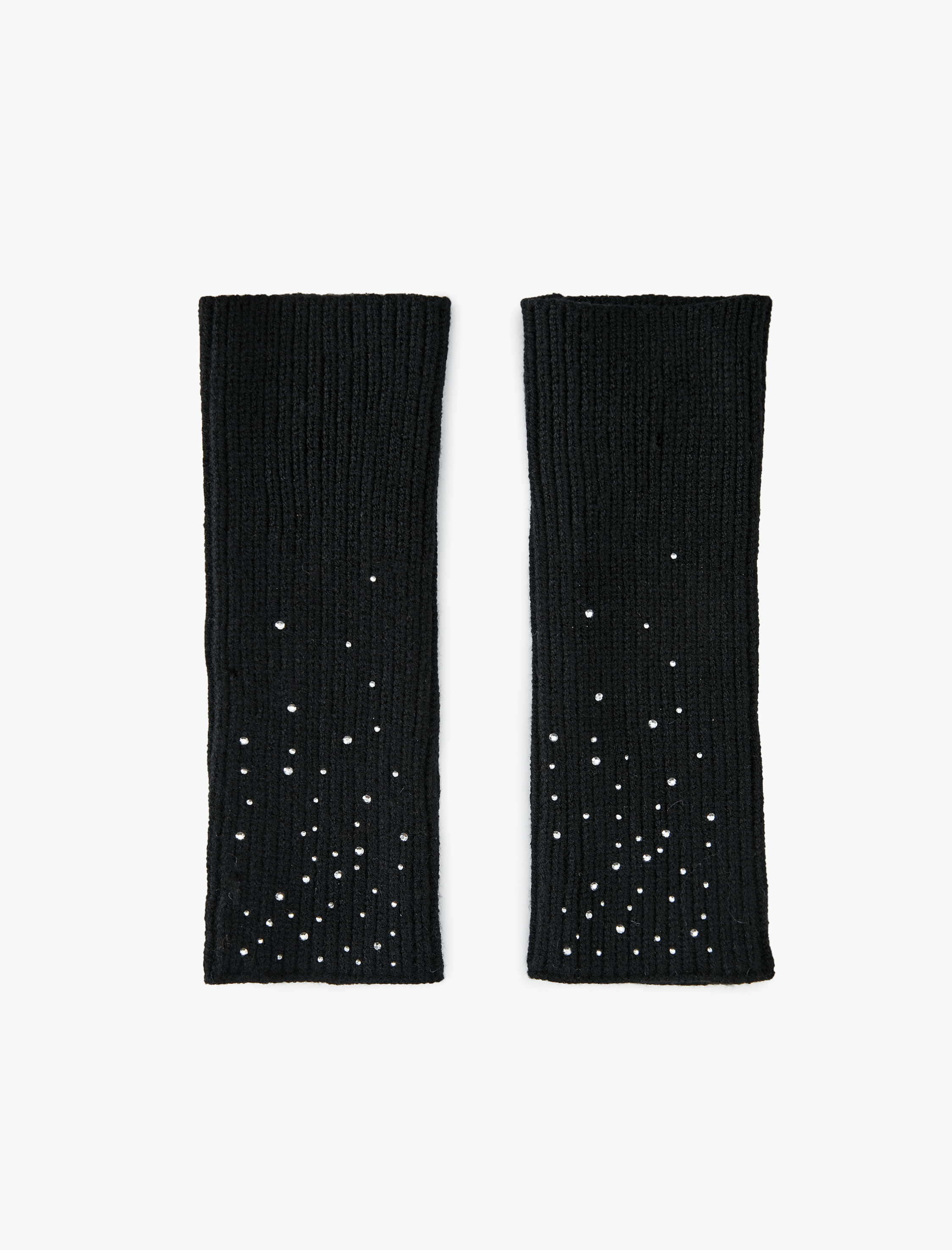  Kadın Viskon Karışımlı Taş Detaylı Kesik Parmaklı Eldiven