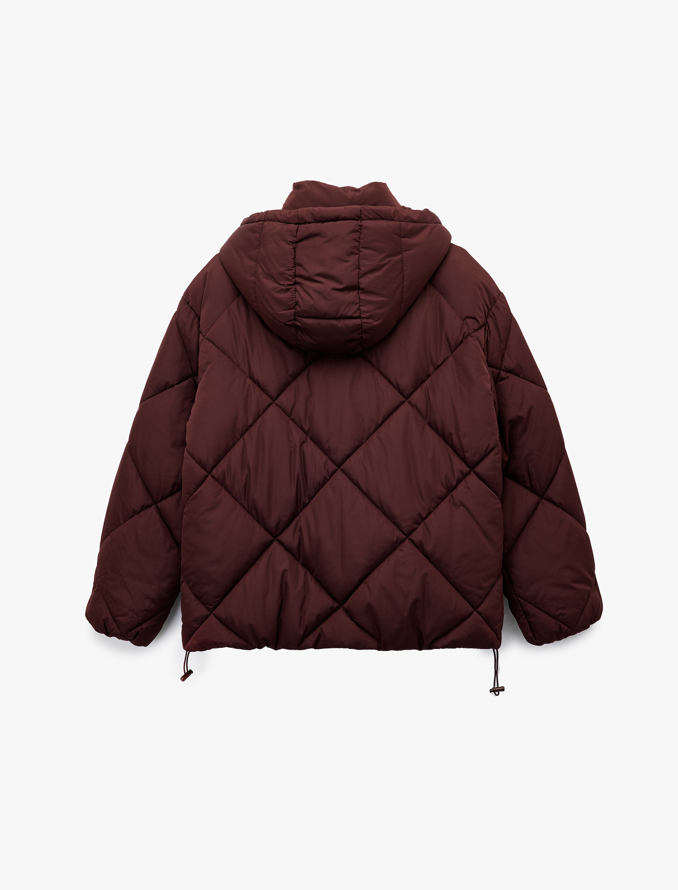 Polar Cep Detaylı Uzun Kollu Fermuarlı Su İtici Kapşonlu Kapitone Mont