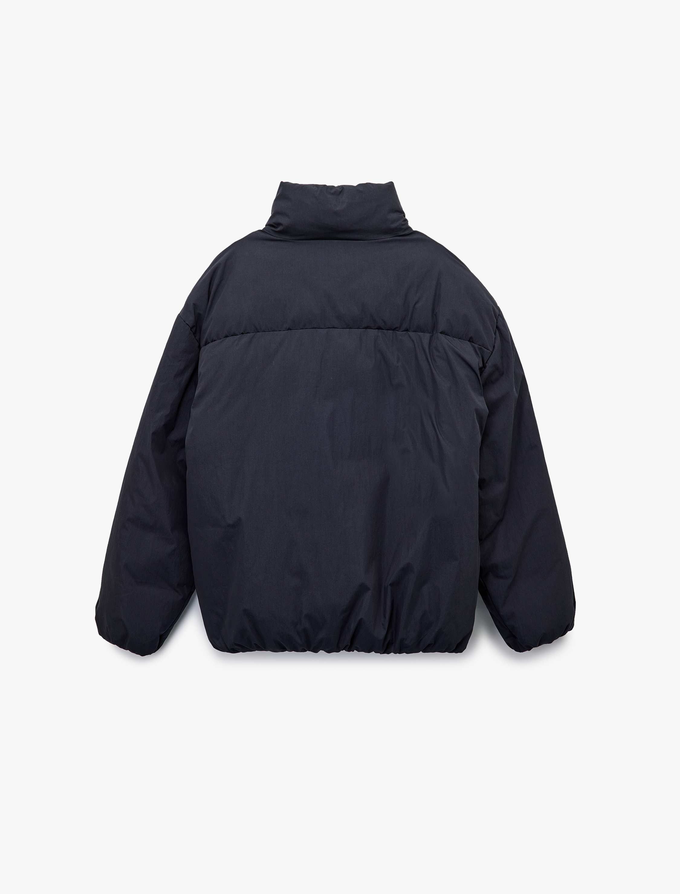   Uzun Kollu Fermuarlı Dik Yaka Kışlık Şişme Mont