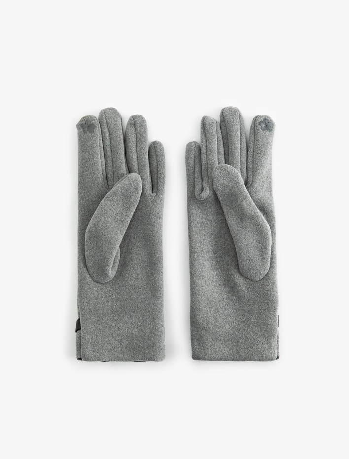 Kadın Süet Görünümlü Kemerli Eldiven