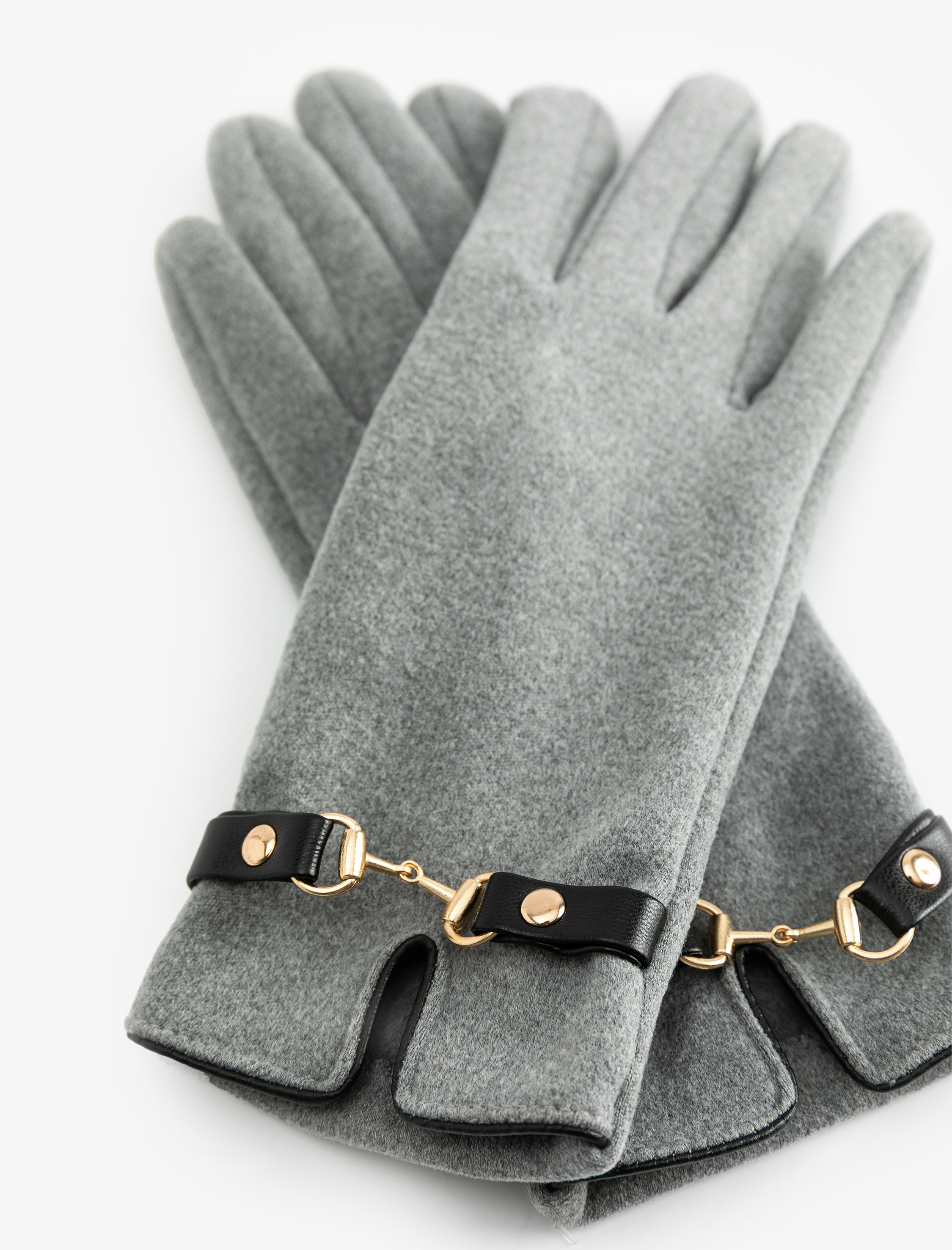 Kadın Süet Görünümlü Kemerli Eldiven