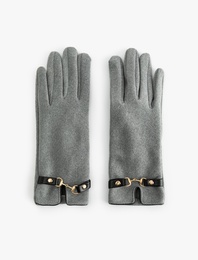 Süet Görünümlü Kemerli Eldiven