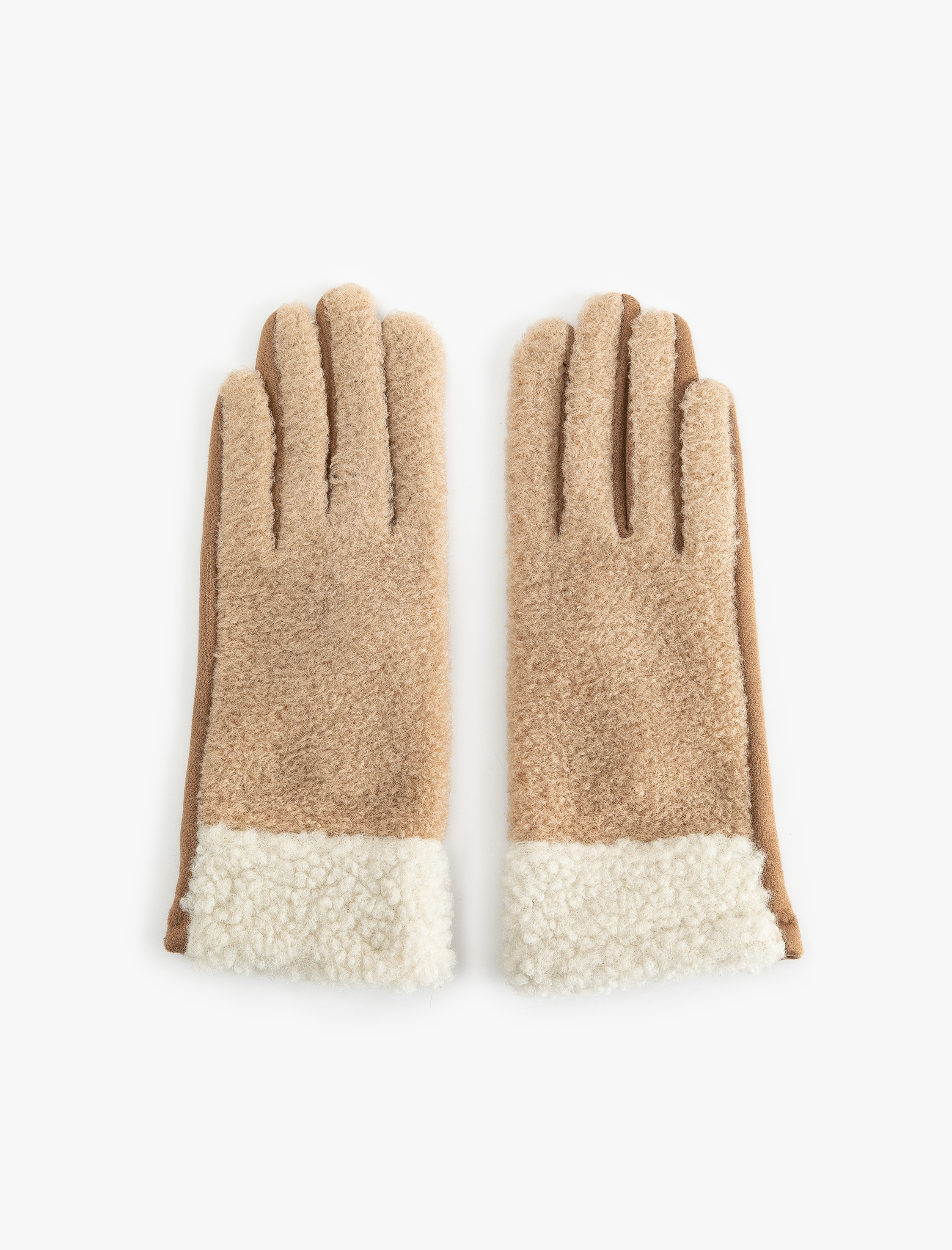  Kadın Peluş Detaylı Çok Renkli Eldiven