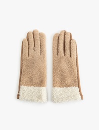 Peluş Detaylı Çok Renkli Eldiven